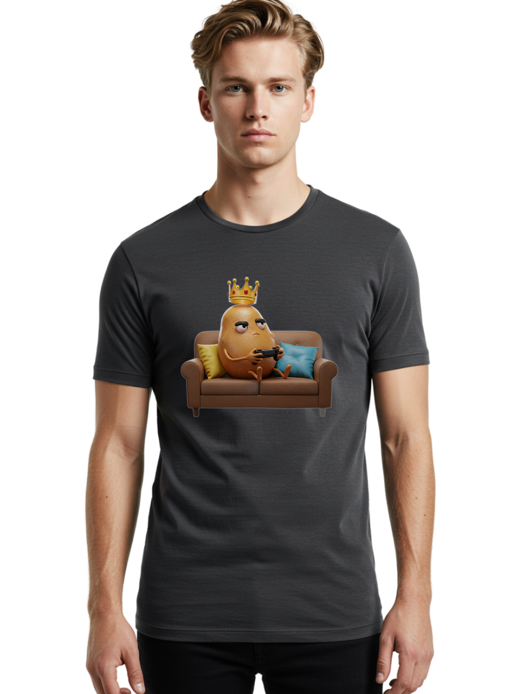 Potato-With-Crown-1 Men'S Graphic Tee, 100% Cotton, Comfortable Casual Summer Wear, Machine Washable, Vintage Camera, Old Camera, Antique Camera, Black Camera, Classic Photography, Photography Equipment, Nostalgic Device, Film Camera, Bai250