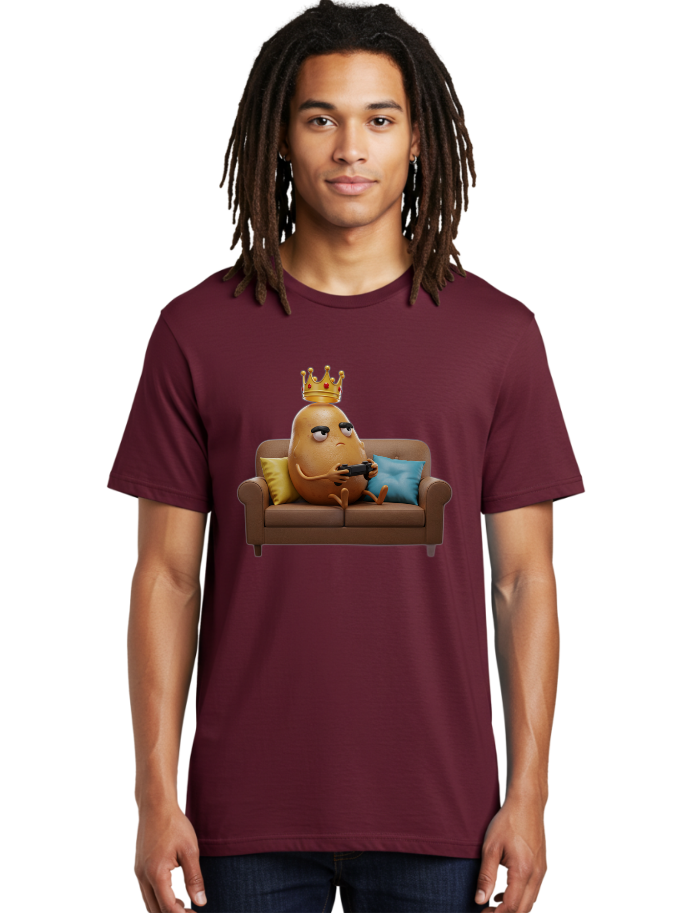 Potato-With-Crown-1 Men'S Graphic Tee, 100% Cotton, Comfortable Casual Summer Wear, Machine Washable, Vintage Camera, Old Camera, Antique Camera, Black Camera, Classic Photography, Photography Equipment, Nostalgic Device, Film Camera, Bai250
