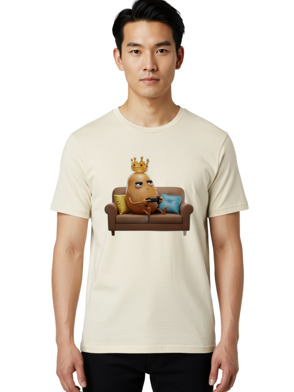Potato-With-Crown-1 Men'S Graphic Tee, 100% Cotton, Comfortable Casual Summer Wear, Machine Washable, Vintage Camera, Old Camera, Antique Camera, Black Camera, Classic Photography, Photography Equipment, Nostalgic Device, Film Camera, Bai250