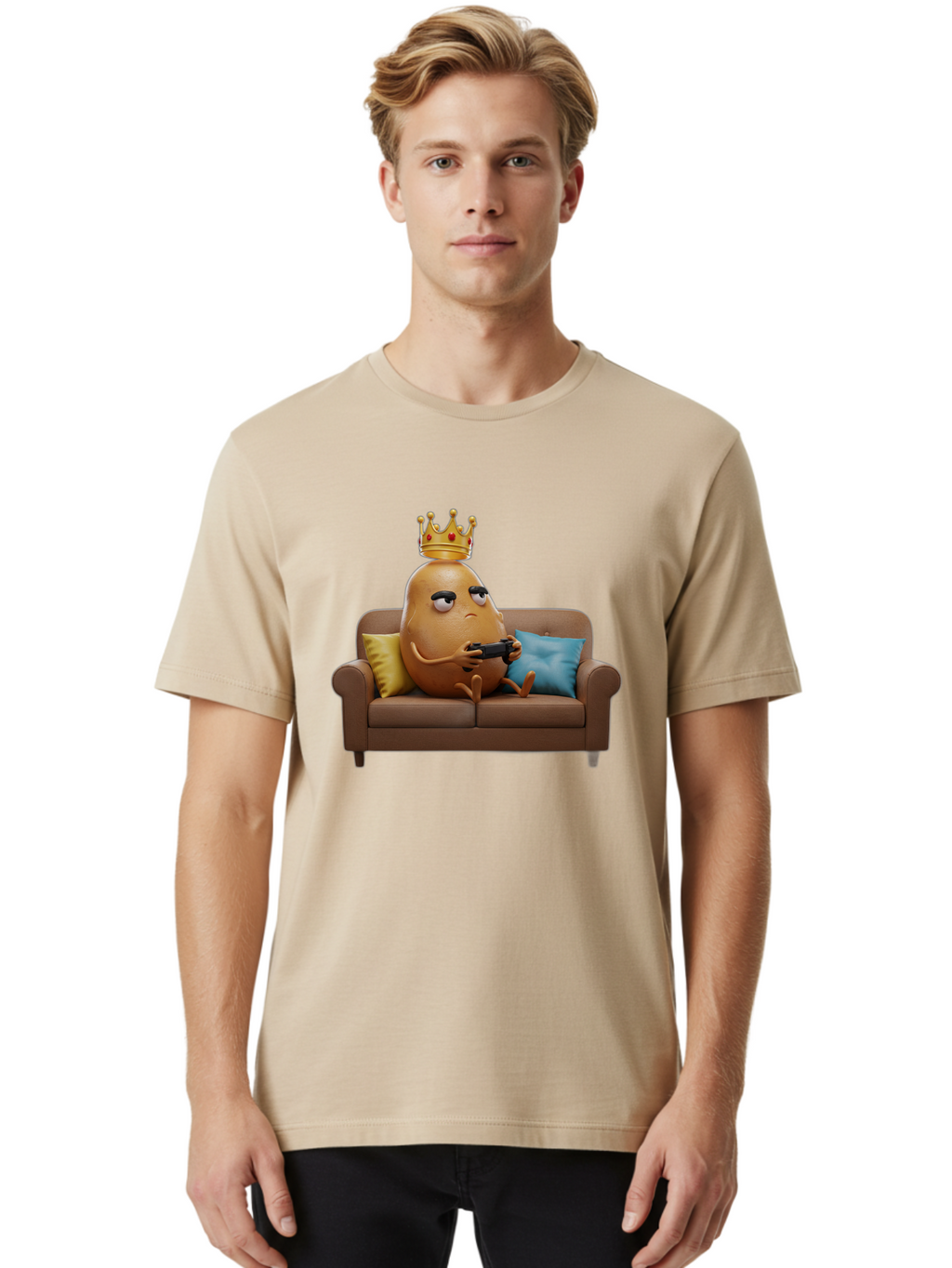 Potato-With-Crown-1 Men'S Graphic Tee, 100% Cotton, Comfortable Casual Summer Wear, Machine Washable, Vintage Camera, Old Camera, Antique Camera, Black Camera, Classic Photography, Photography Equipment, Nostalgic Device, Film Camera, Bai250