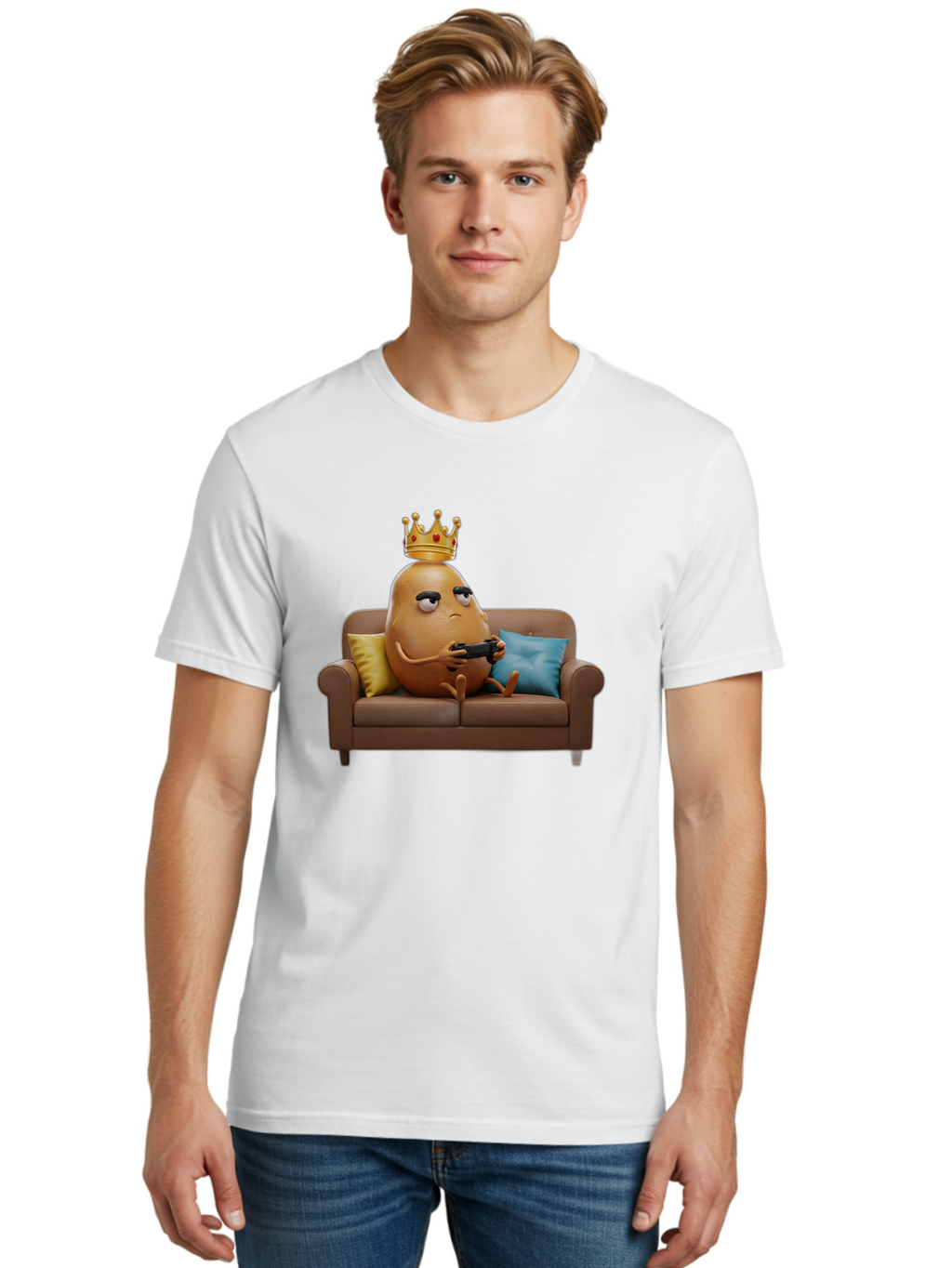 Potato-With-Crown-1 Men'S Graphic Tee, 100% Cotton, Comfortable Casual Summer Wear, Machine Washable, Vintage Camera, Old Camera, Antique Camera, Black Camera, Classic Photography, Photography Equipment, Nostalgic Device, Film Camera, Bai250