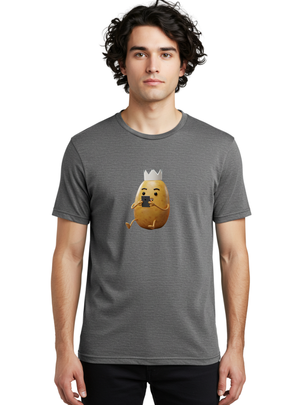 Potato-With-Crown-2 Men'S Graphic Tee, 100% Cotton, Comfortable Casual Summer Wear, Machine Washable, Vintage Camera, Old Camera, Antique Camera, Black Camera, Classic Photography, Photography Equipment, Nostalgic Device, Film Camera, Bai251