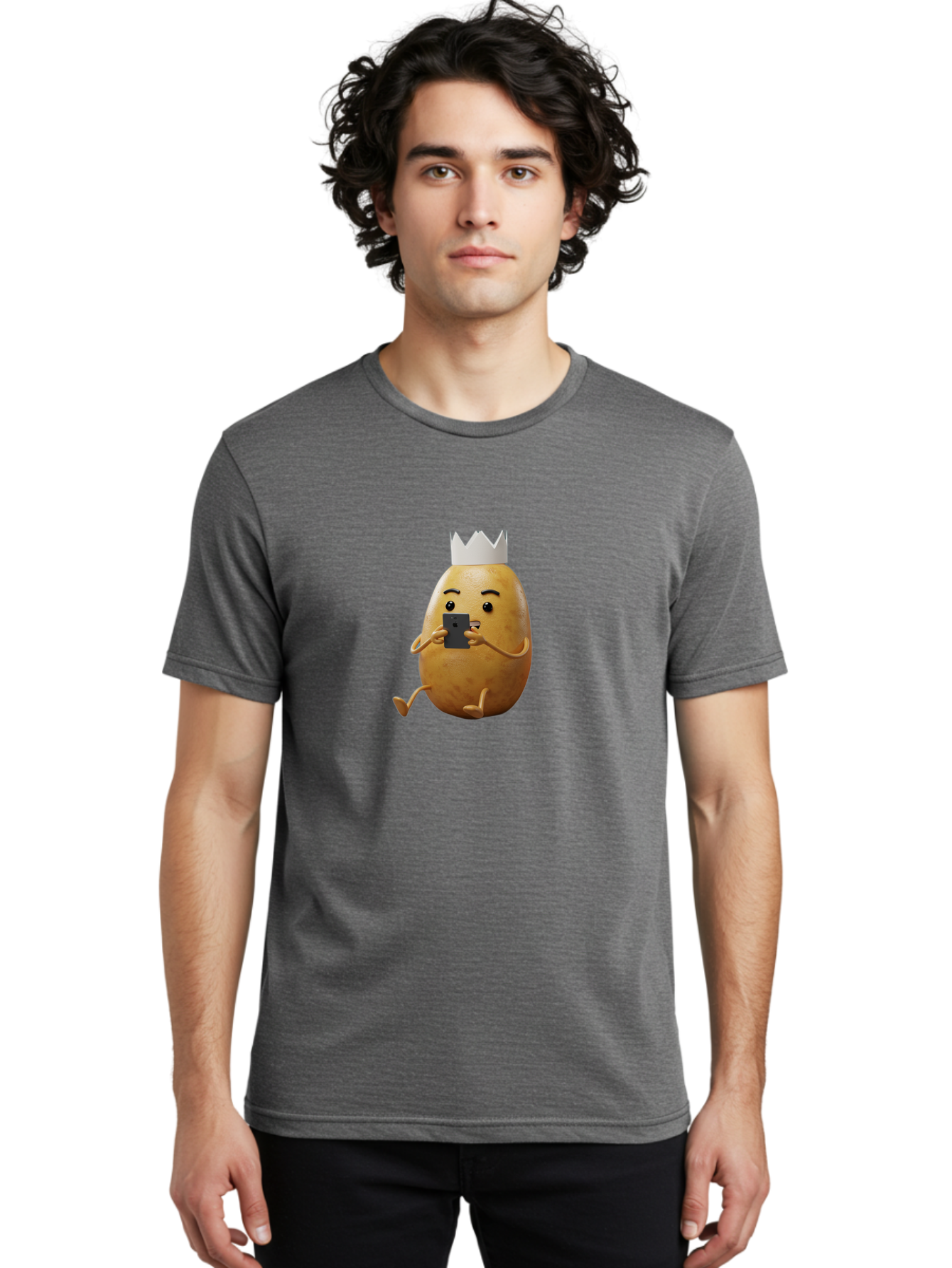 Potato-With-Crown-2 Men'S Graphic Tee, 100% Cotton, Comfortable Casual Summer Wear, Machine Washable, Vintage Camera, Old Camera, Antique Camera, Black Camera, Classic Photography, Photography Equipment, Nostalgic Device, Film Camera, Bai251