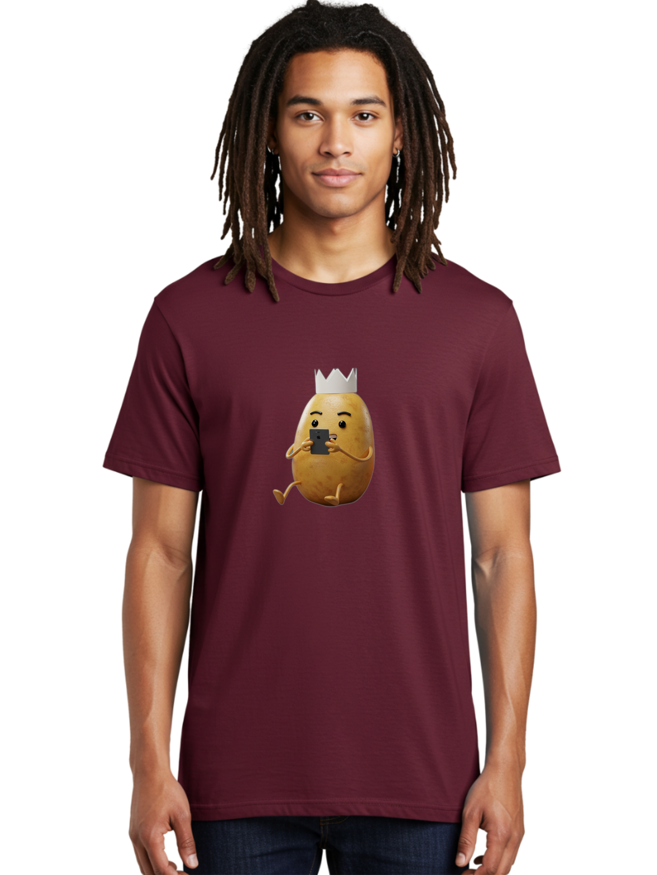 Potato-With-Crown-2 Men'S Graphic Tee, 100% Cotton, Comfortable Casual Summer Wear, Machine Washable, Vintage Camera, Old Camera, Antique Camera, Black Camera, Classic Photography, Photography Equipment, Nostalgic Device, Film Camera, Bai251