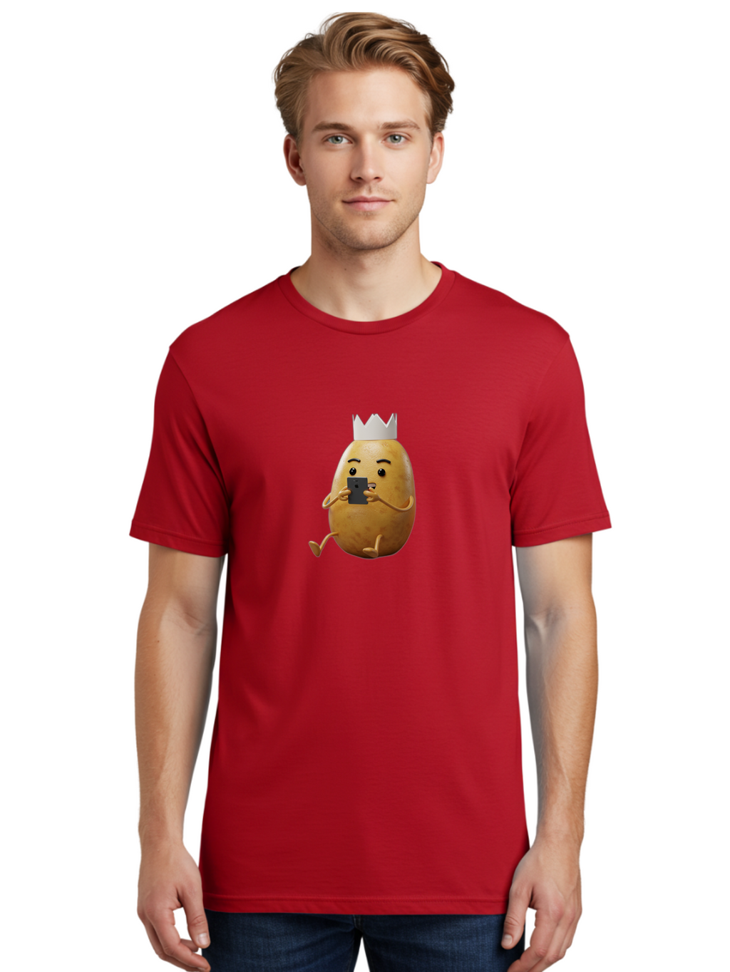 Potato-With-Crown-2 Men'S Graphic Tee, 100% Cotton, Comfortable Casual Summer Wear, Machine Washable, Vintage Camera, Old Camera, Antique Camera, Black Camera, Classic Photography, Photography Equipment, Nostalgic Device, Film Camera, Bai251