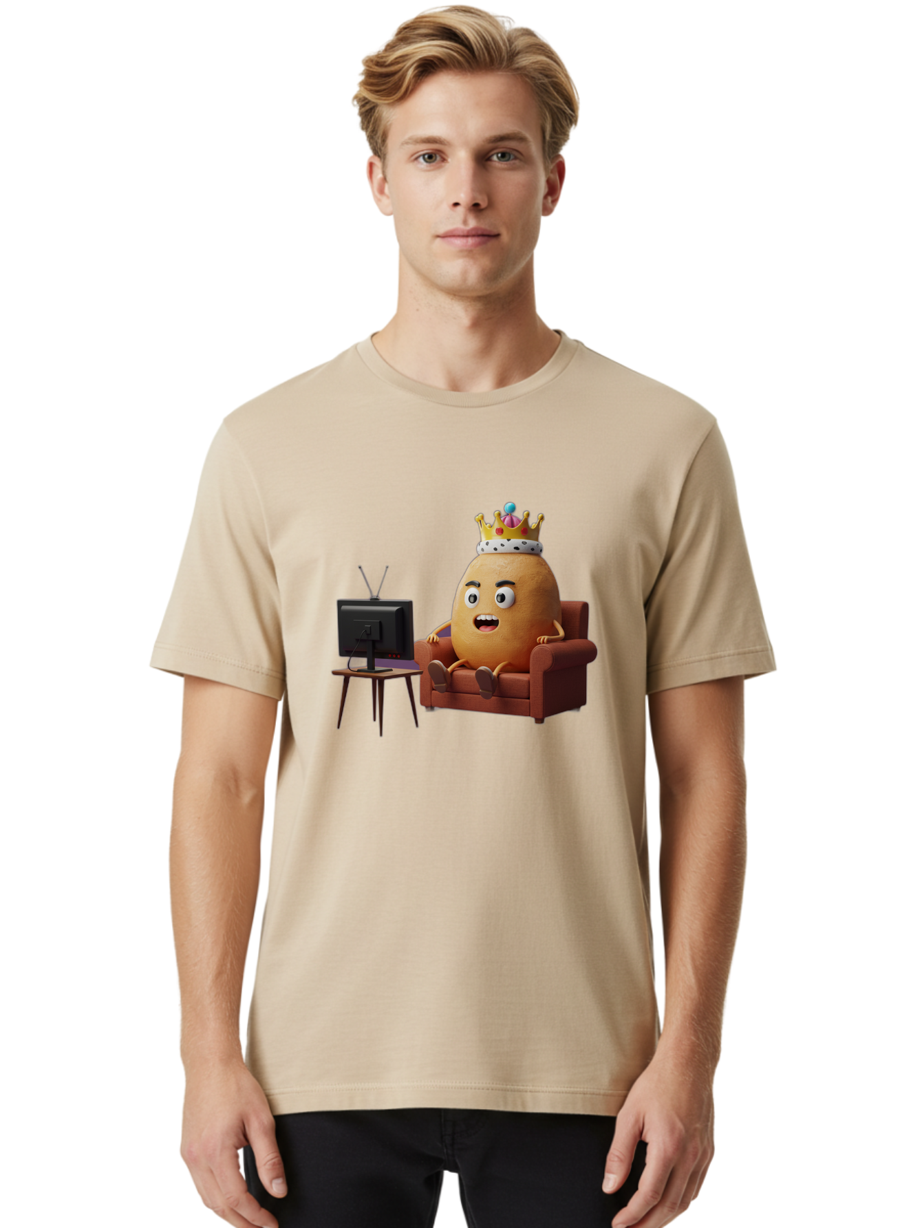 Potato-With-Crown Men'S Graphic Tee, 100% Cotton, Comfortable Casual Summer Wear, Machine Washable, Vintage Camera, Old Camera, Antique Camera, Black Camera, Classic Photography, Photography Equipment, Nostalgic Device, Film Camera, Camera Art Bai252