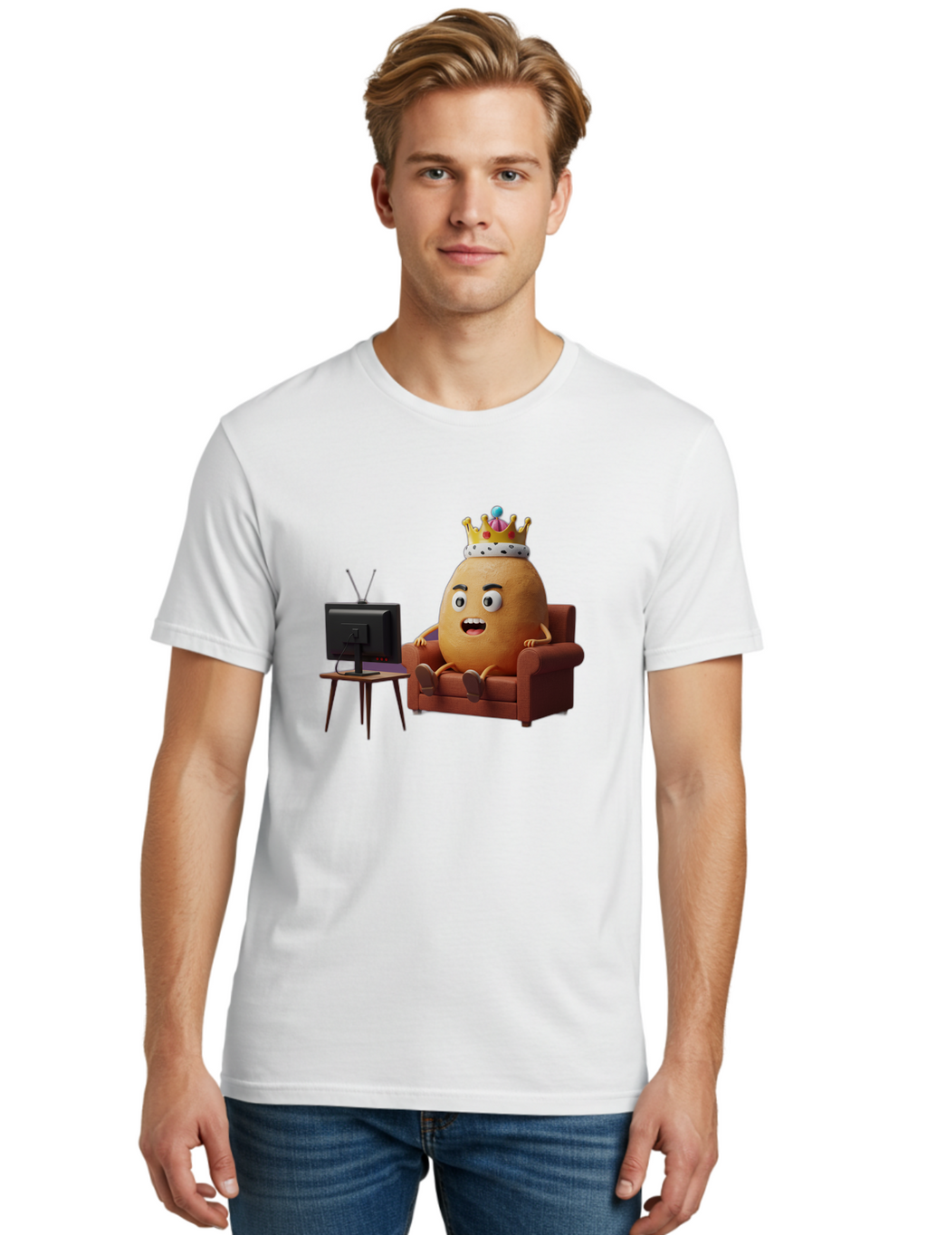 Potato-With-Crown Men'S Graphic Tee, 100% Cotton, Comfortable Casual Summer Wear, Machine Washable, Vintage Camera, Old Camera, Antique Camera, Black Camera, Classic Photography, Photography Equipment, Nostalgic Device, Film Camera, Camera Art Bai252