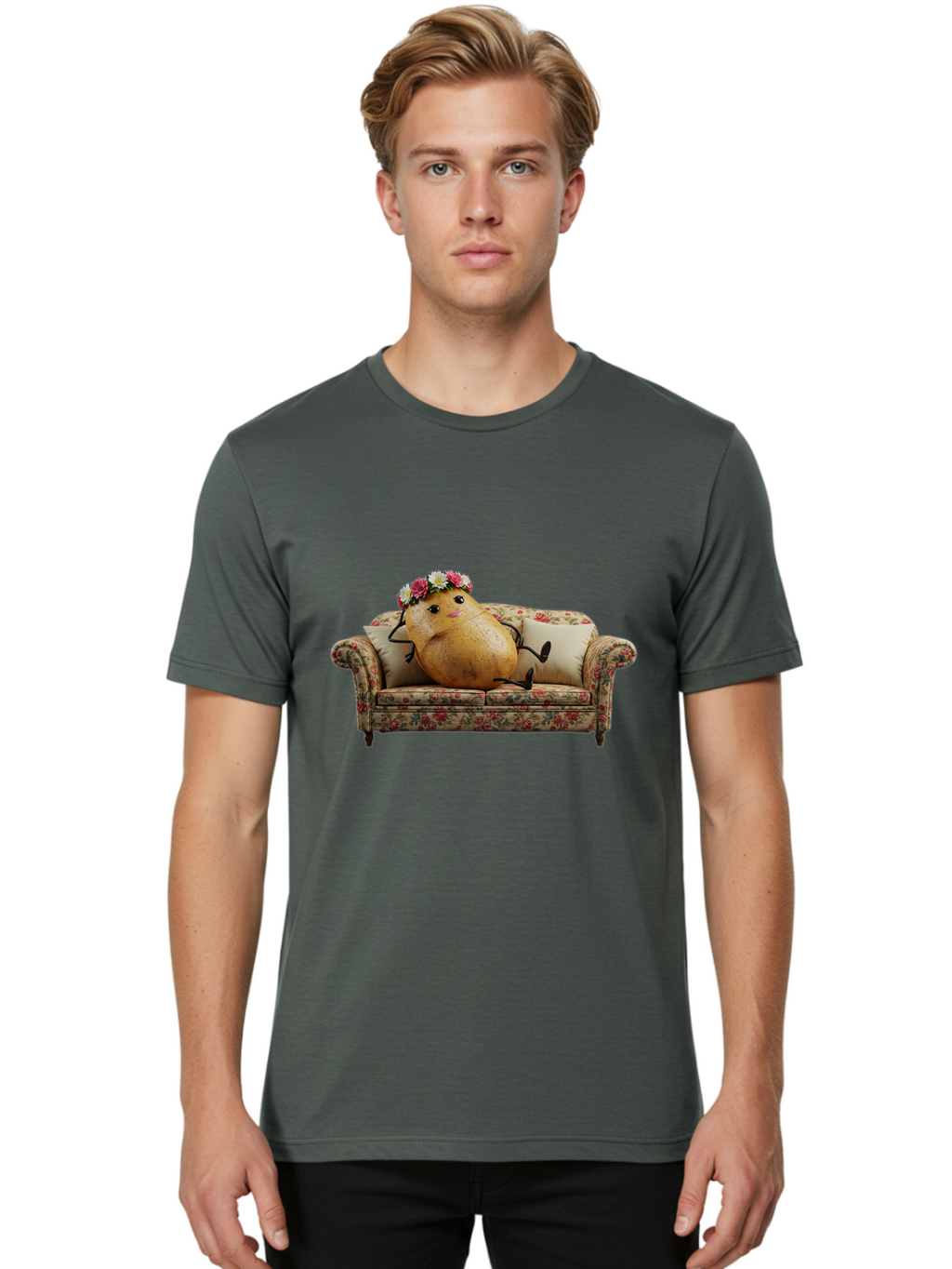 Potato-With-Flowers-On-Sofa Men'S Graphic Tee, 100% Cotton, Comfortable Casual Summer Wear, Machine Washable, Vintage Camera, Old Camera, Antique Camera, Black Camera, Classic Photography, Photography Equipment, Nostalgic Device, Film Camera, Bai253