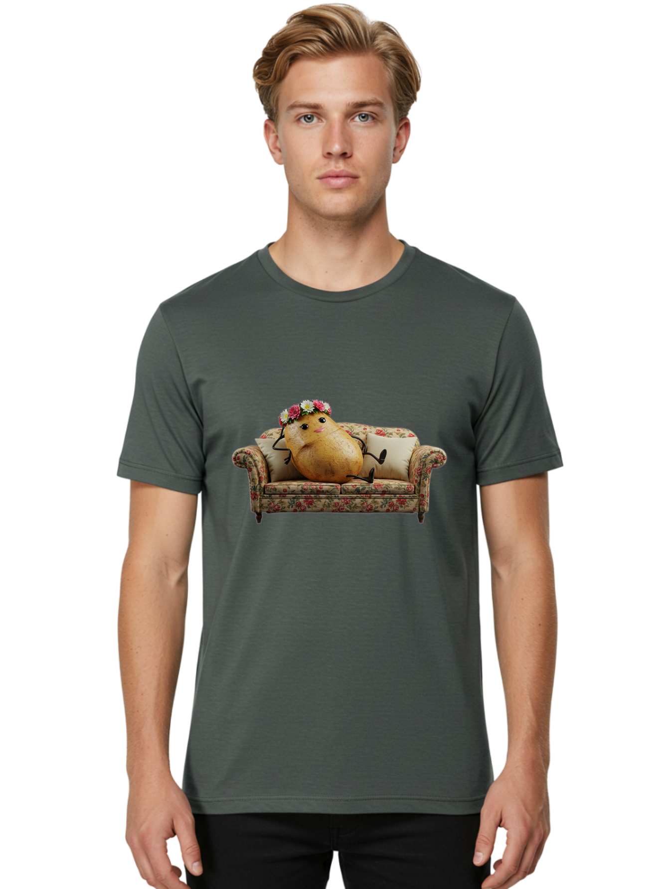 Potato-With-Flowers-On-Sofa Men'S Graphic Tee, 100% Cotton, Comfortable Casual Summer Wear, Machine Washable, Vintage Camera, Old Camera, Antique Camera, Black Camera, Classic Photography, Photography Equipment, Nostalgic Device, Film Camera, Bai253