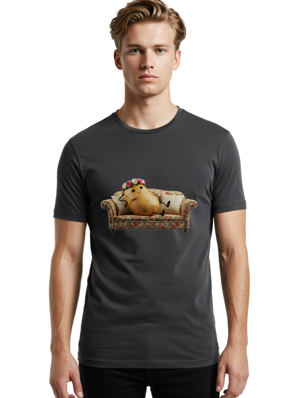 Potato-With-Flowers-On-Sofa Men'S Graphic Tee, 100% Cotton, Comfortable Casual Summer Wear, Machine Washable, Vintage Camera, Old Camera, Antique Camera, Black Camera, Classic Photography, Photography Equipment, Nostalgic Device, Film Camera, Bai253