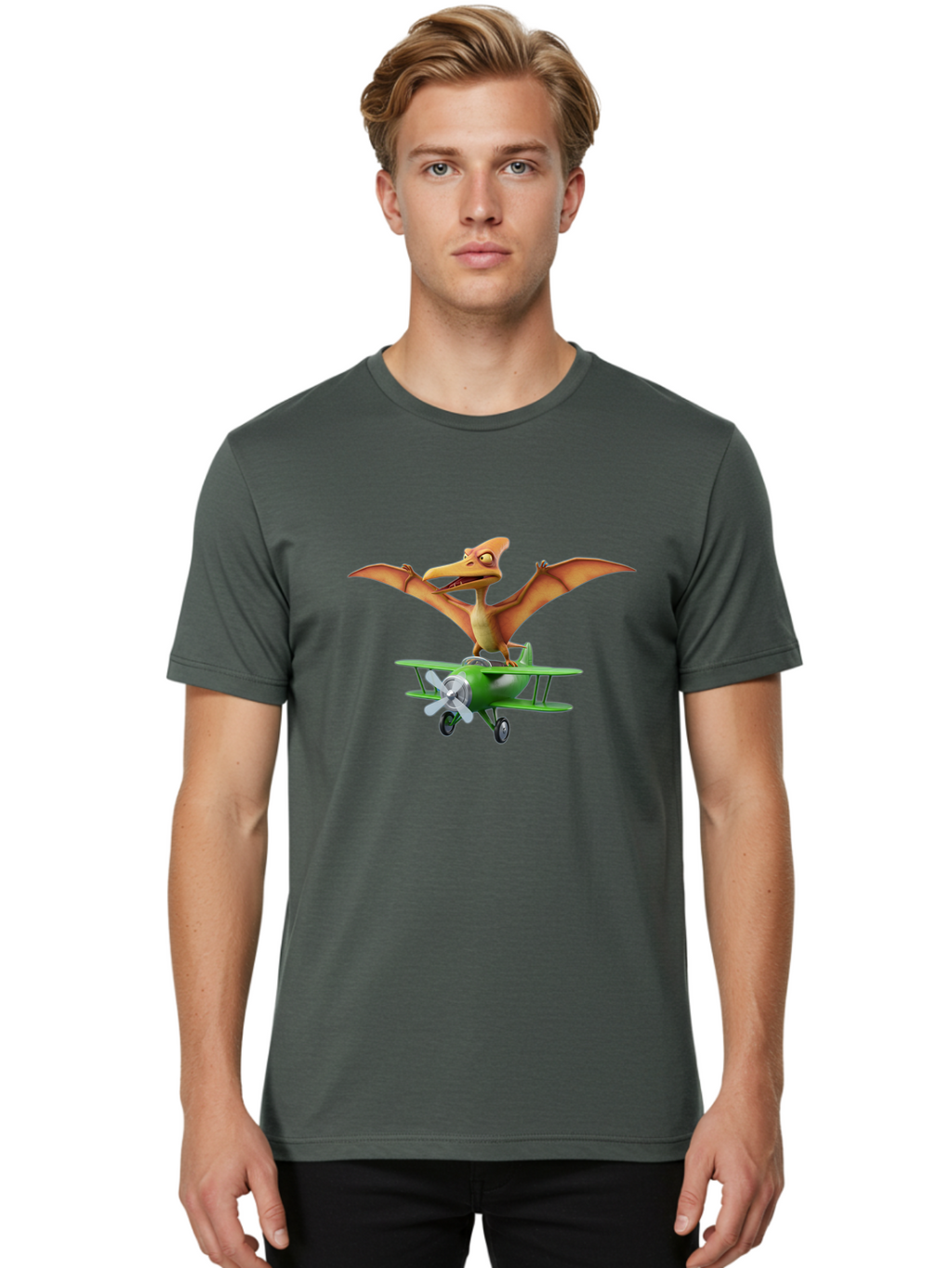 Pterodactyl-On-Plane Men'S Graphic Tee, 100% Cotton, Comfortable Casual Summer Wear, Machine Washable, Vintage Camera, Old Camera, Antique Camera, Black Camera, Classic Photography, Photography Equipment, Nostalgic Device, Film Camera, Bai255
