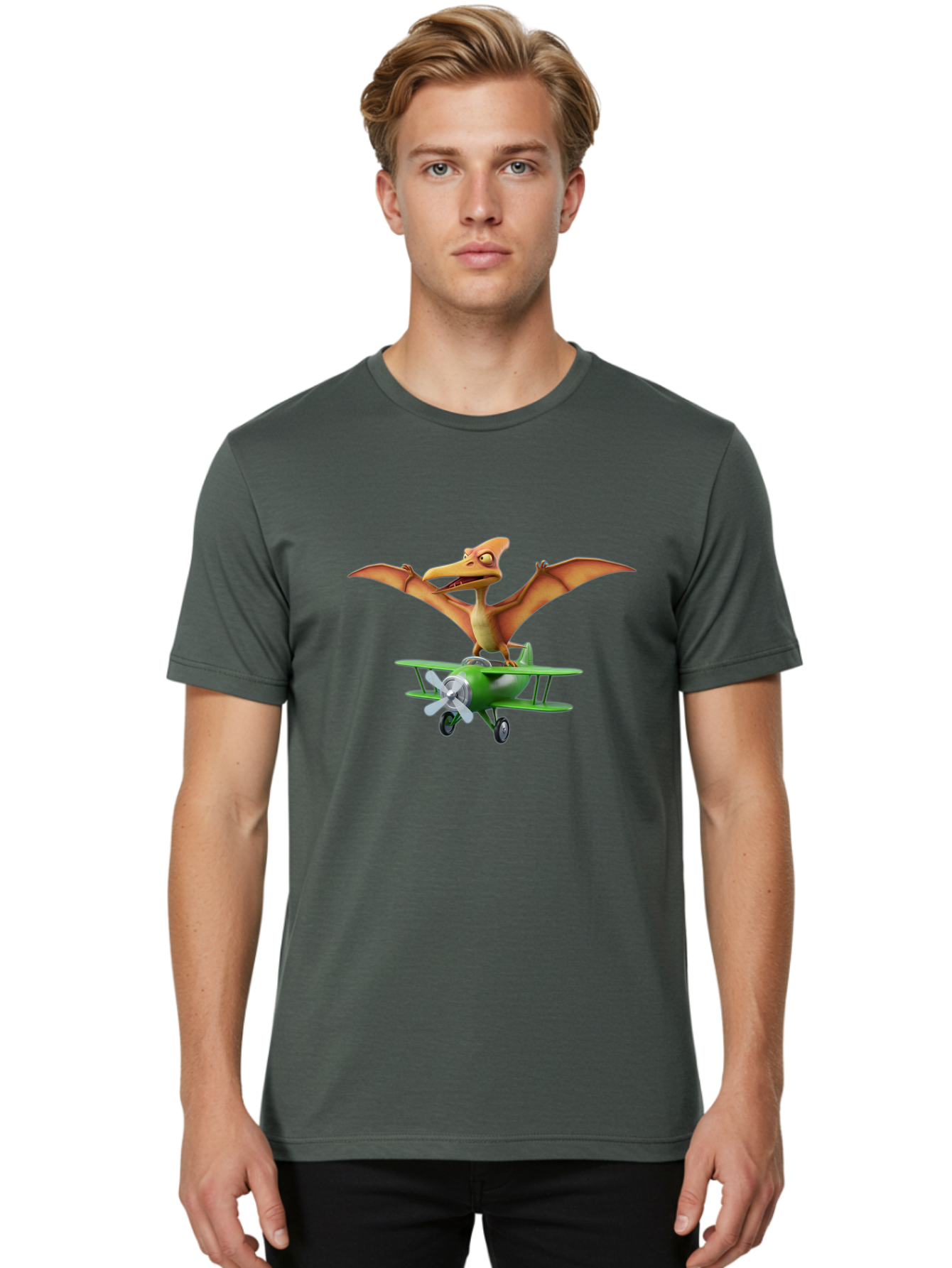 Pterodactyl-On-Plane Men'S Graphic Tee, 100% Cotton, Comfortable Casual Summer Wear, Machine Washable, Vintage Camera, Old Camera, Antique Camera, Black Camera, Classic Photography, Photography Equipment, Nostalgic Device, Film Camera, Bai255