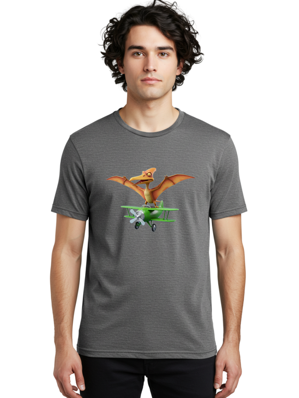 Pterodactyl-On-Plane Men'S Graphic Tee, 100% Cotton, Comfortable Casual Summer Wear, Machine Washable, Vintage Camera, Old Camera, Antique Camera, Black Camera, Classic Photography, Photography Equipment, Nostalgic Device, Film Camera, Bai255