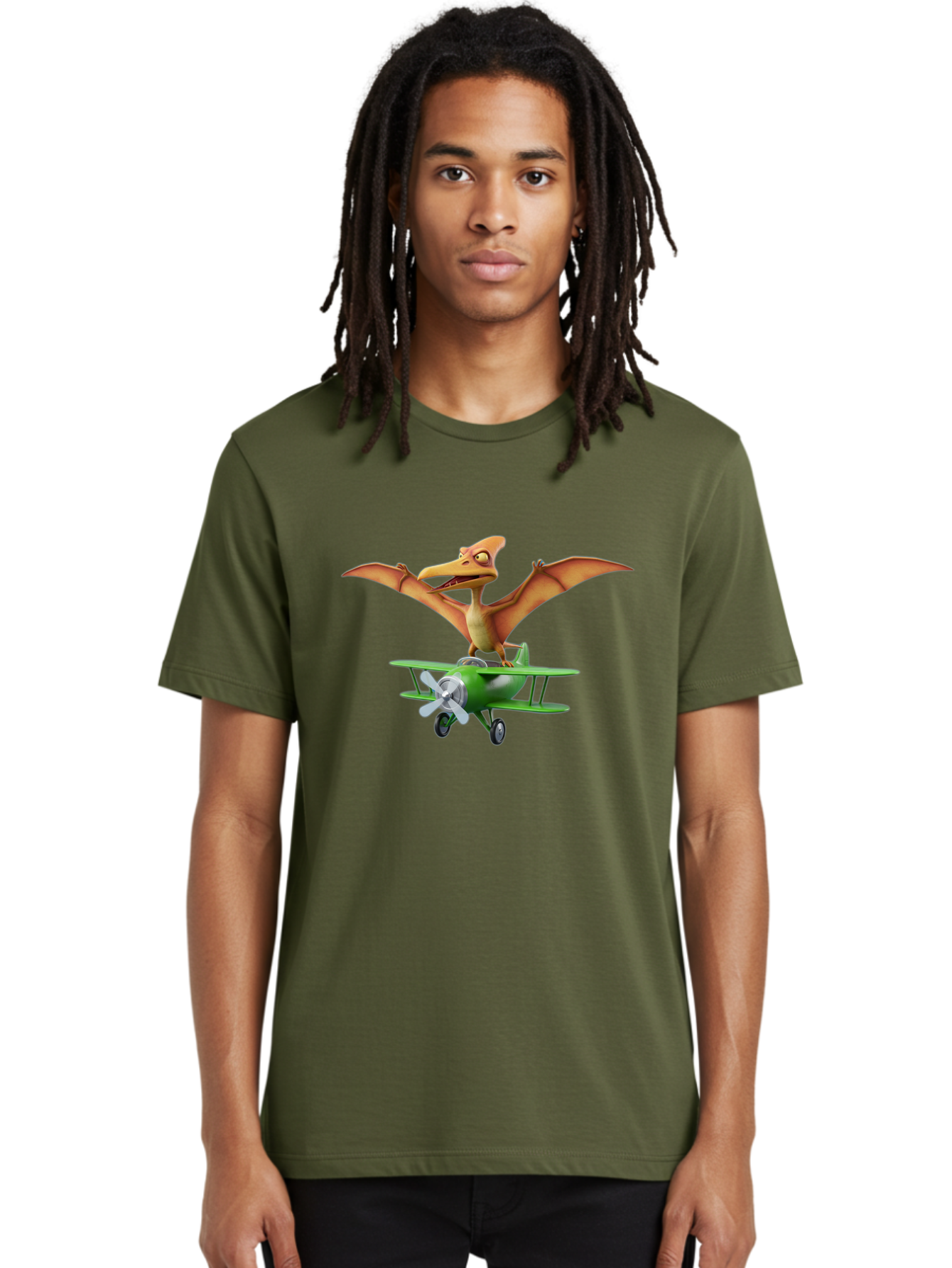 Pterodactyl-On-Plane Men'S Graphic Tee, 100% Cotton, Comfortable Casual Summer Wear, Machine Washable, Vintage Camera, Old Camera, Antique Camera, Black Camera, Classic Photography, Photography Equipment, Nostalgic Device, Film Camera, Bai255