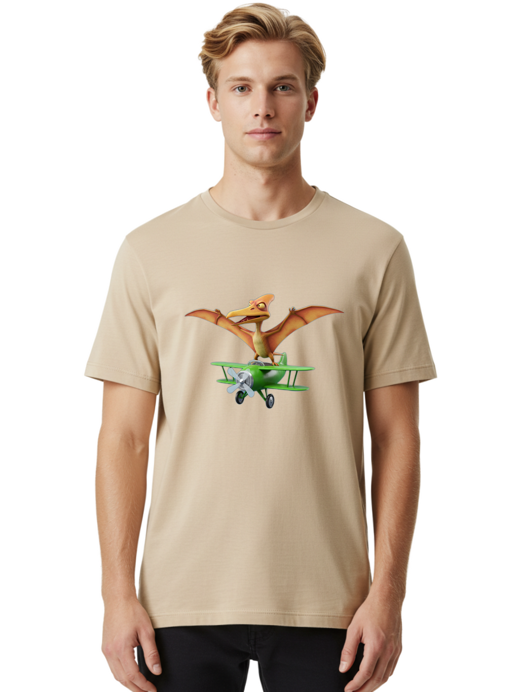 Pterodactyl-On-Plane Men'S Graphic Tee, 100% Cotton, Comfortable Casual Summer Wear, Machine Washable, Vintage Camera, Old Camera, Antique Camera, Black Camera, Classic Photography, Photography Equipment, Nostalgic Device, Film Camera, Bai255