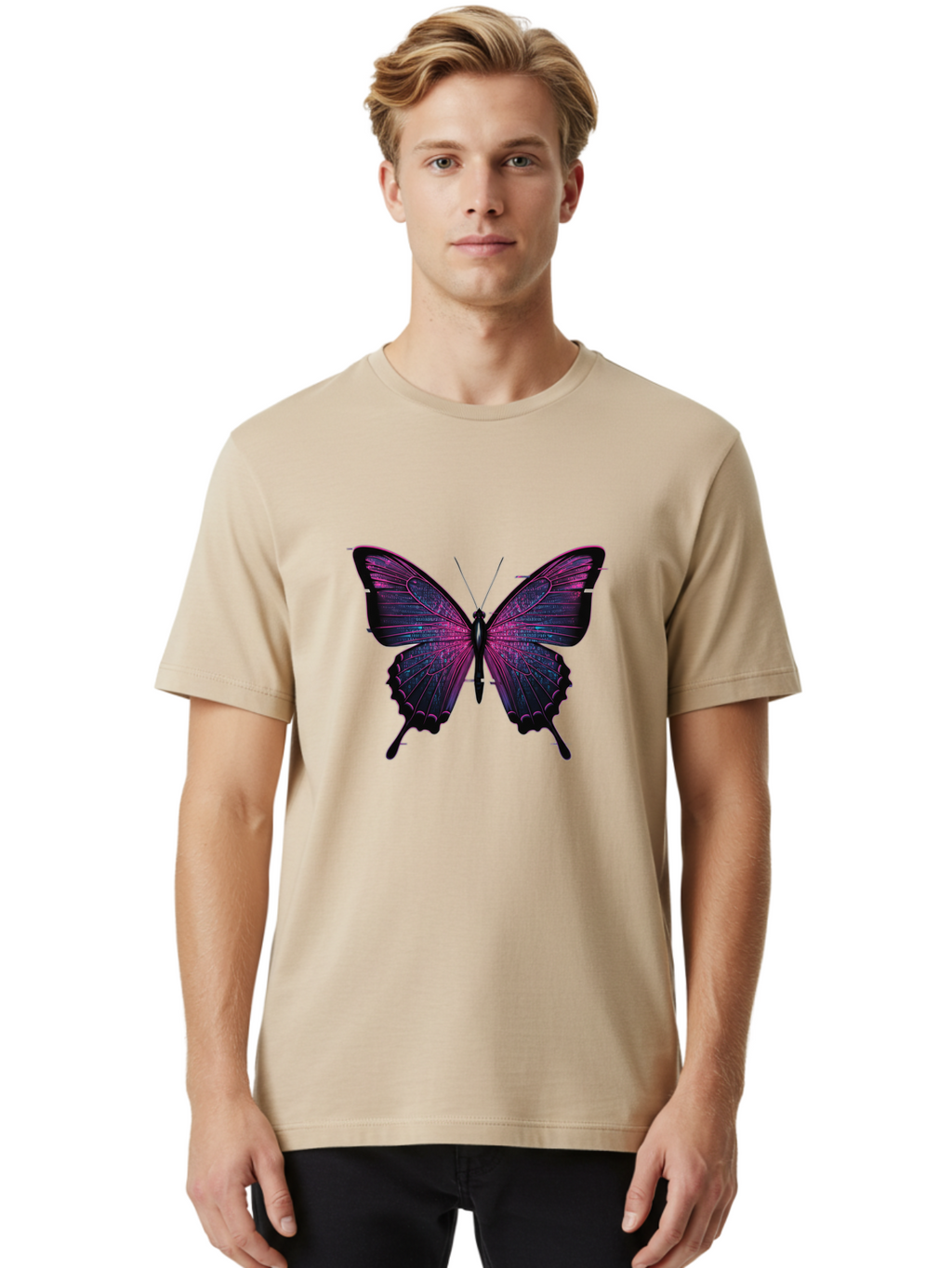 Purple-Butterfly-1 Men'S Graphic Tee, 100% Cotton, Comfortable Casual Summer Wear, Machine Washable, Vintage Camera, Old Camera, Antique Camera, Black Camera, Classic Photography, Photography Equipment, Nostalgic Device, Film Camera, Bai257