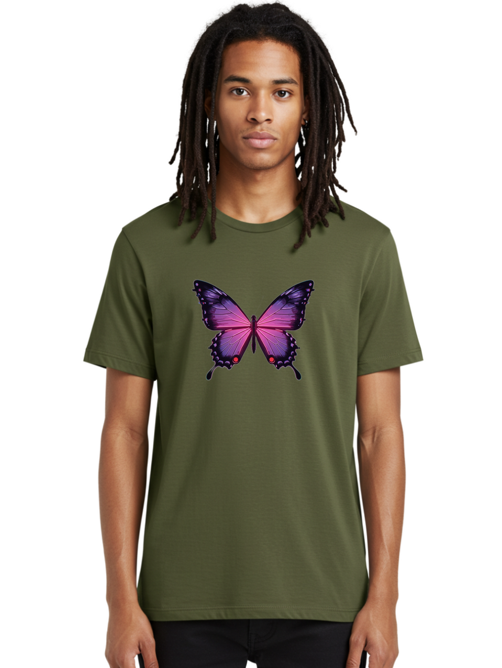 Purple-Butterfly-5 Men'S Graphic Tee, 100% Cotton, Comfortable Casual Summer Wear, Machine Washable, Vintage Camera, Old Camera, Antique Camera, Black Camera, Classic Photography, Photography Equipment, Nostalgic Device, Film Camera, Bai261