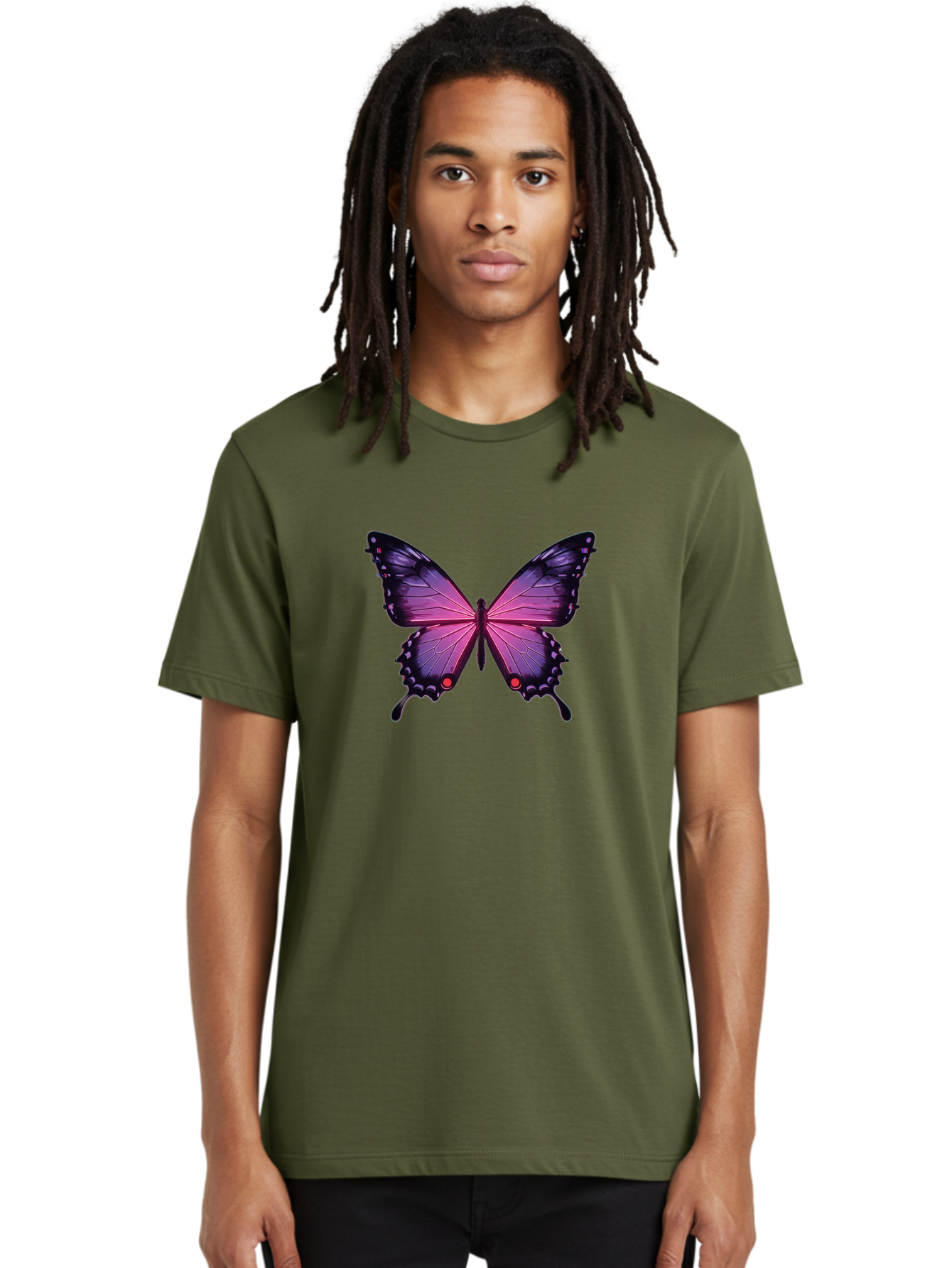Purple-Butterfly-5 Men'S Graphic Tee, 100% Cotton, Comfortable Casual Summer Wear, Machine Washable, Vintage Camera, Old Camera, Antique Camera, Black Camera, Classic Photography, Photography Equipment, Nostalgic Device, Film Camera, Bai261