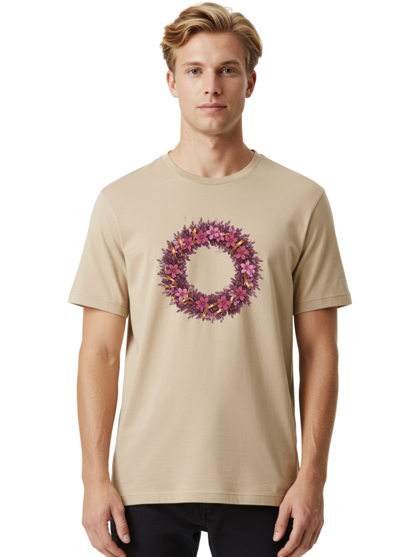 Purple-Wreath Men'S Graphic Tee, 100% Cotton, Comfortable Casual Summer Wear, Machine Washable, Vintage Camera, Old Camera, Antique Camera, Black Camera, Classic Photography, Photography Equipment, Nostalgic Device, Film Camera, Camera Art Bai264