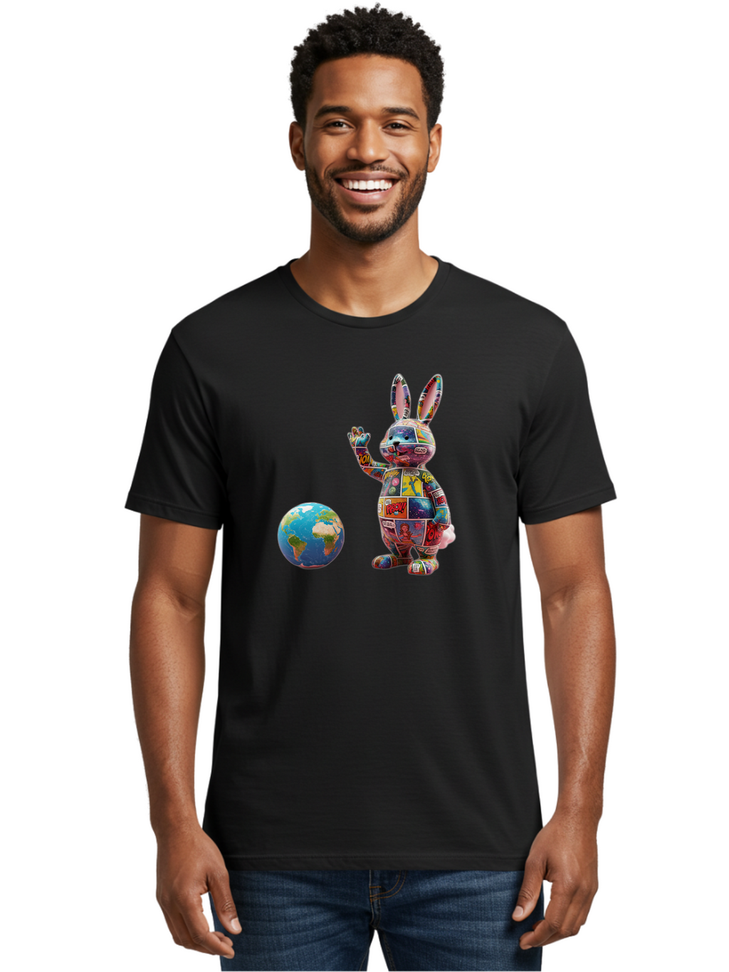 Rabbit Men'S Graphic Tee, 100% Cotton, Comfortable Casual Summer Wear, Machine Washable, Vintage Camera, Old Camera, Antique Camera, Black Camera, Classic Photography, Photography Equipment, Nostalgic Device, Film Camera, Camera Art Bai280
