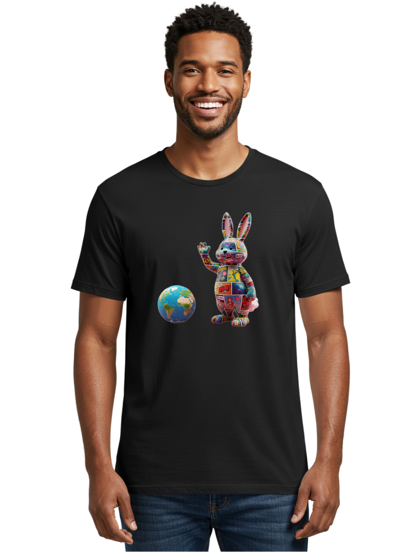 Rabbit Men'S Graphic Tee, 100% Cotton, Comfortable Casual Summer Wear, Machine Washable, Vintage Camera, Old Camera, Antique Camera, Black Camera, Classic Photography, Photography Equipment, Nostalgic Device, Film Camera, Camera Art Bai280