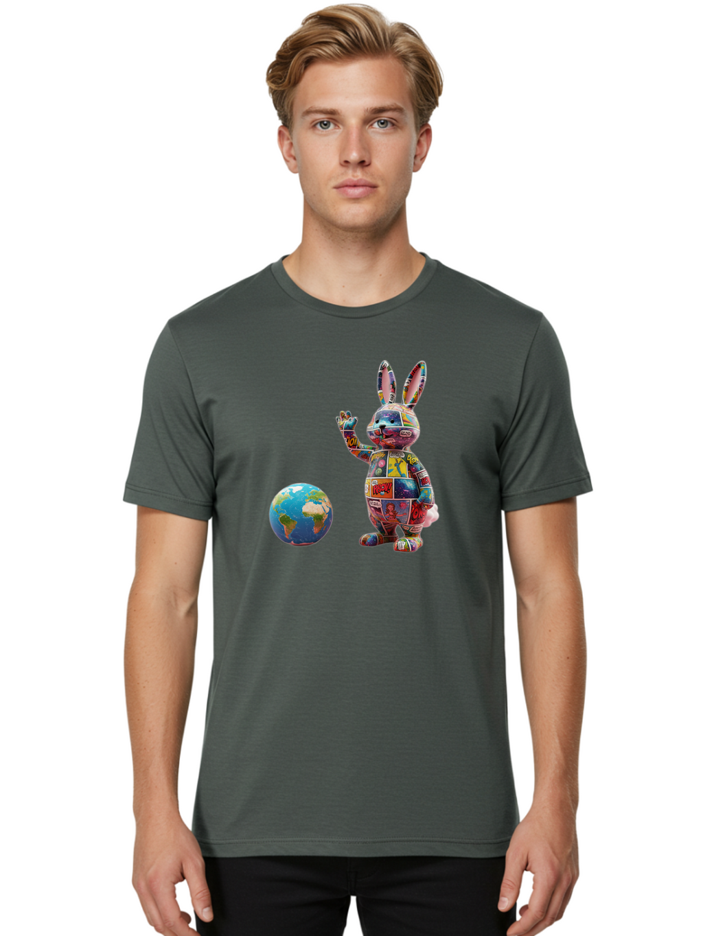 Rabbit Men'S Graphic Tee, 100% Cotton, Comfortable Casual Summer Wear, Machine Washable, Vintage Camera, Old Camera, Antique Camera, Black Camera, Classic Photography, Photography Equipment, Nostalgic Device, Film Camera, Camera Art Bai280