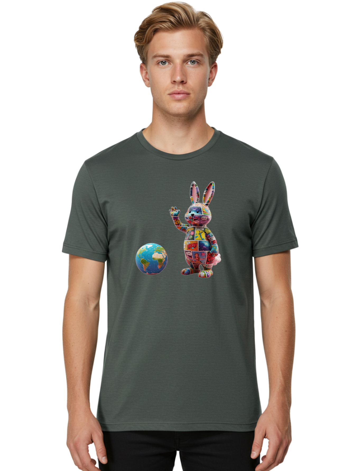 Rabbit Men'S Graphic Tee, 100% Cotton, Comfortable Casual Summer Wear, Machine Washable, Vintage Camera, Old Camera, Antique Camera, Black Camera, Classic Photography, Photography Equipment, Nostalgic Device, Film Camera, Camera Art Bai280