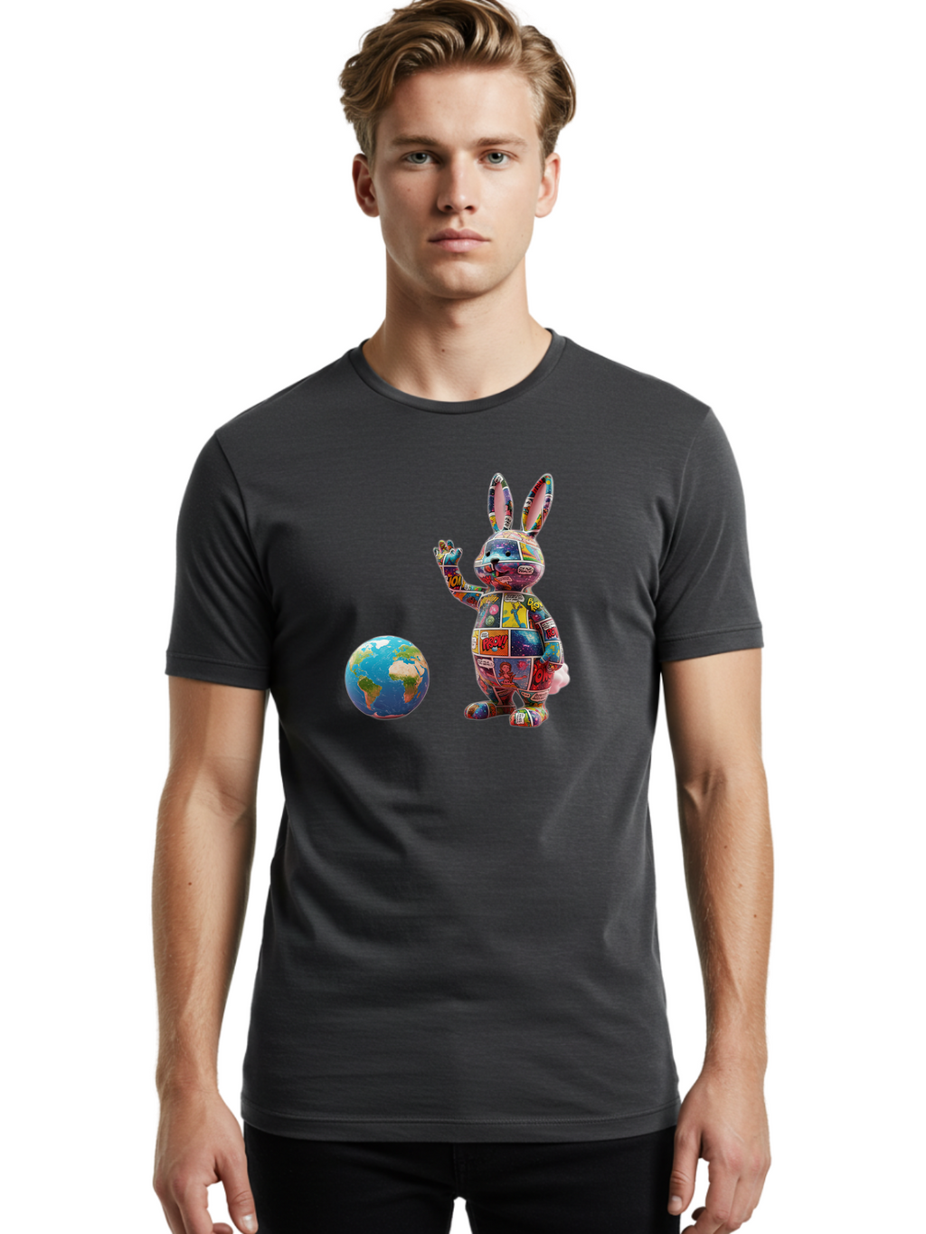Rabbit Men'S Graphic Tee, 100% Cotton, Comfortable Casual Summer Wear, Machine Washable, Vintage Camera, Old Camera, Antique Camera, Black Camera, Classic Photography, Photography Equipment, Nostalgic Device, Film Camera, Camera Art Bai280