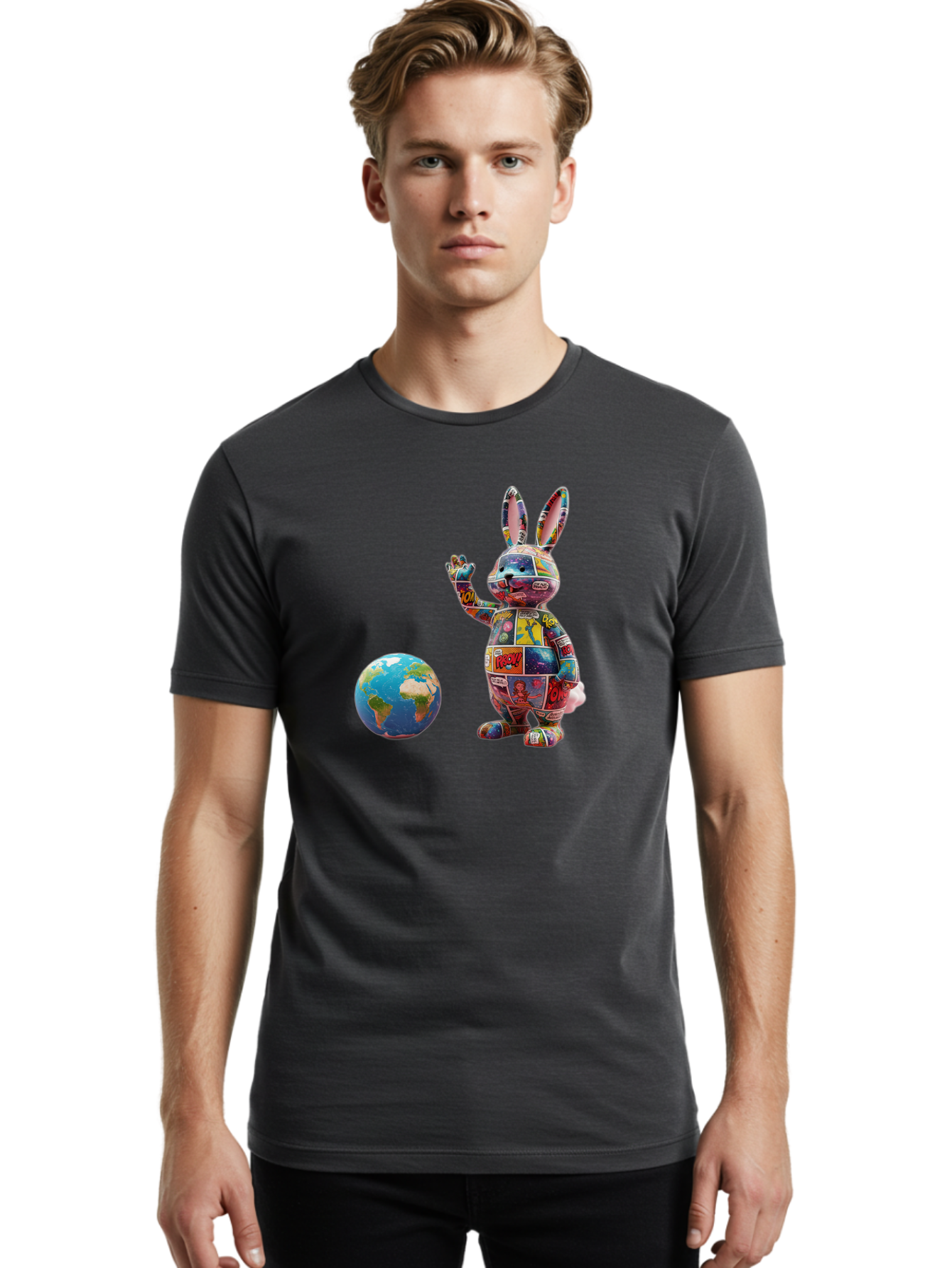 Rabbit Men'S Graphic Tee, 100% Cotton, Comfortable Casual Summer Wear, Machine Washable, Vintage Camera, Old Camera, Antique Camera, Black Camera, Classic Photography, Photography Equipment, Nostalgic Device, Film Camera, Camera Art Bai280