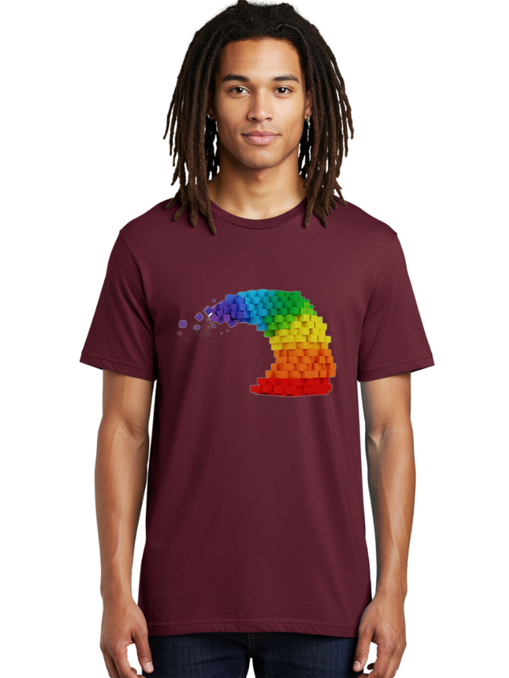 Rainbow-3D-Pixel-Wave Men'S Graphic Tee, 100% Cotton, Comfortable Casual Summer Wear, Machine Washable, Vintage Camera, Old Camera, Antique Camera, Black Camera, Classic Photography, Photography Equipment, Nostalgic Device, Film Camera, Bai283