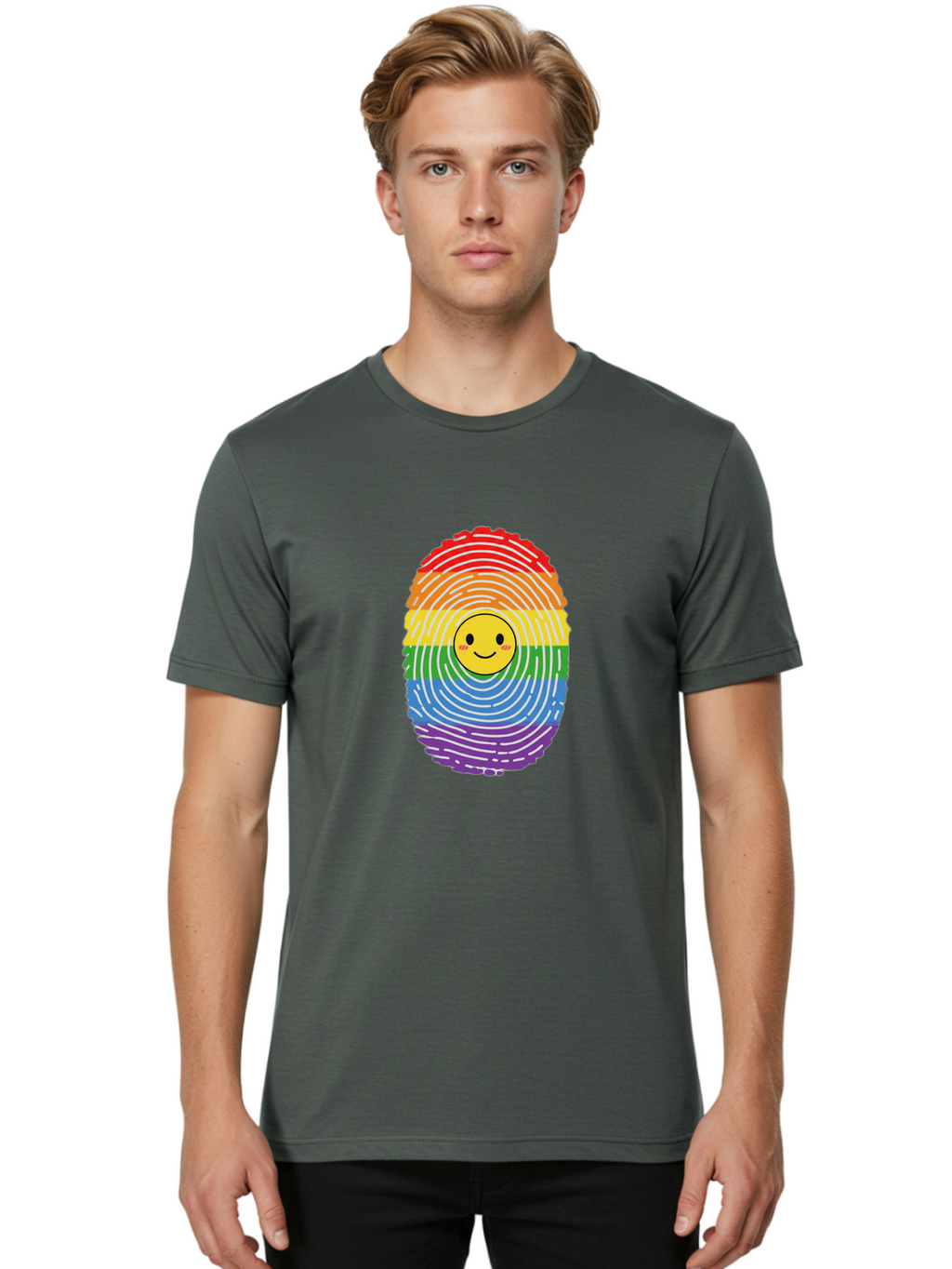 Rainbow-Fingerprint-Smiley Men'S Graphic Tee, 100% Cotton, Comfortable Casual Summer Wear, Machine Washable, Vintage Camera, Old Camera, Antique Camera, Black Camera, Classic Photography, Photography Equipment, Nostalgic Device, Film Camera, Bai293
