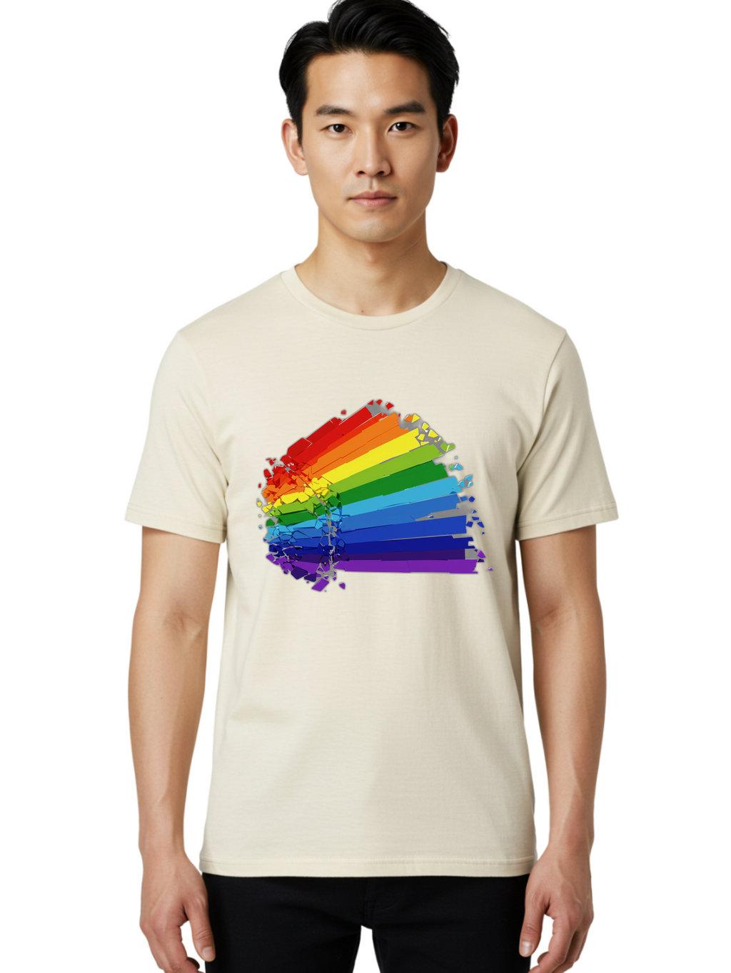 Rainbow-Paint-Splash Men'S Graphic Tee, 100% Cotton, Comfortable Casual Summer Wear, Machine Washable, Vintage Camera, Old Camera, Antique Camera, Black Camera, Classic Photography, Photography Equipment, Nostalgic Device, Film Camera, Bai294