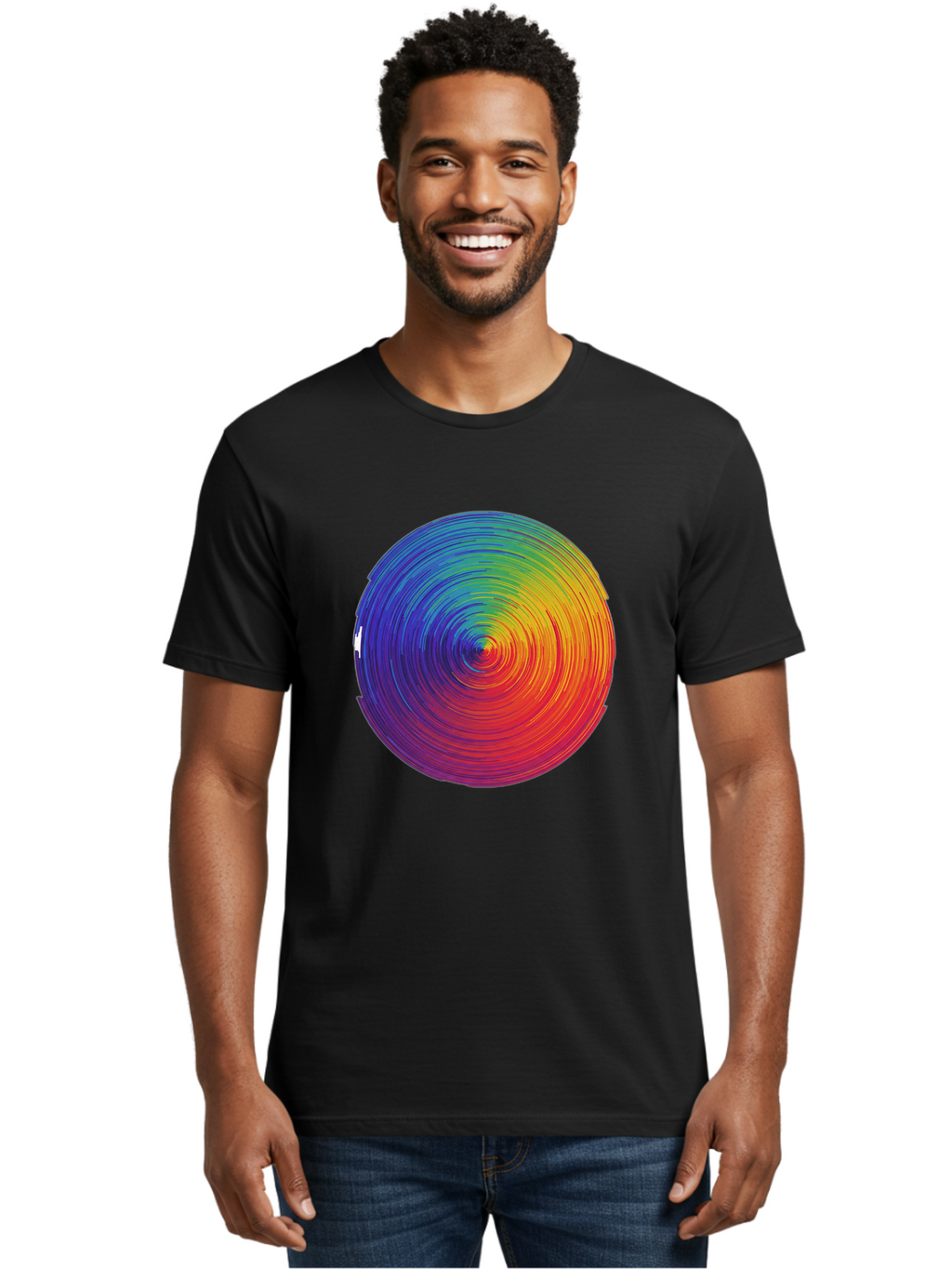 Rainbow-Spiral-Circle Men'S Graphic Tee, 100% Cotton, Comfortable Casual Summer Wear, Machine Washable, Vintage Camera, Old Camera, Antique Camera, Black Camera, Classic Photography, Photography Equipment, Nostalgic Device, Film Camera, Bai296