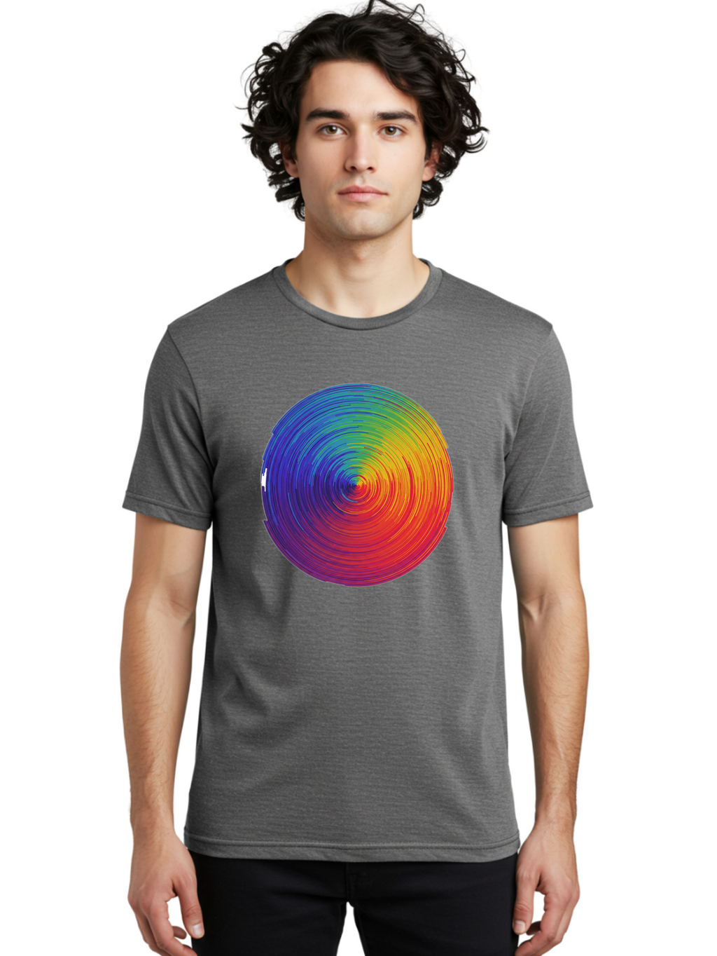 Rainbow-Spiral-Circle Men'S Graphic Tee, 100% Cotton, Comfortable Casual Summer Wear, Machine Washable, Vintage Camera, Old Camera, Antique Camera, Black Camera, Classic Photography, Photography Equipment, Nostalgic Device, Film Camera, Bai296
