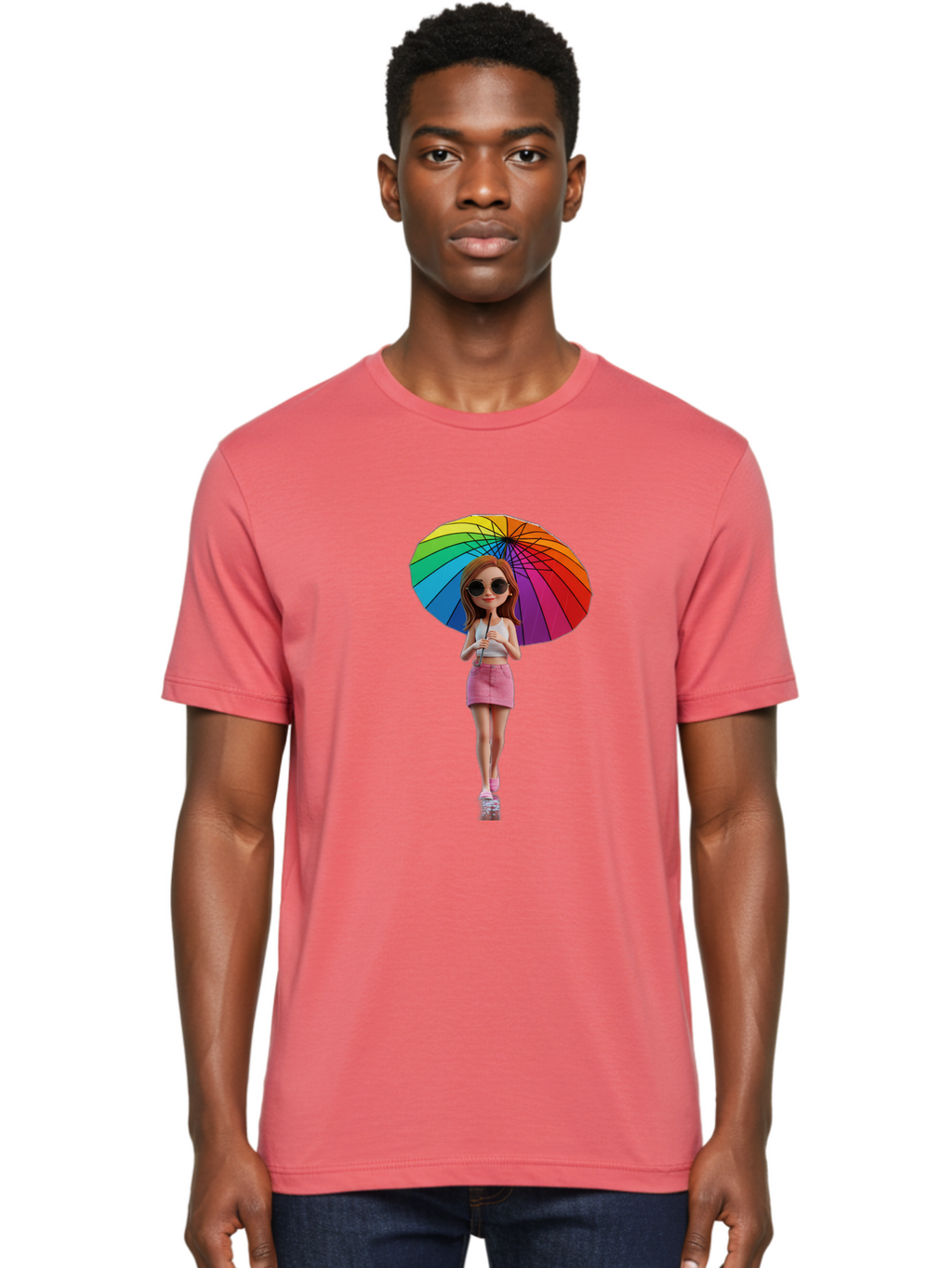 Rainbow-Umbrella-Girl Men'S Graphic Tee, 100% Cotton, Comfortable Casual Summer Wear, Machine Washable, Vintage Camera, Old Camera, Antique Camera, Black Camera, Classic Photography, Photography Equipment, Nostalgic Device, Film Camera, Bai297
