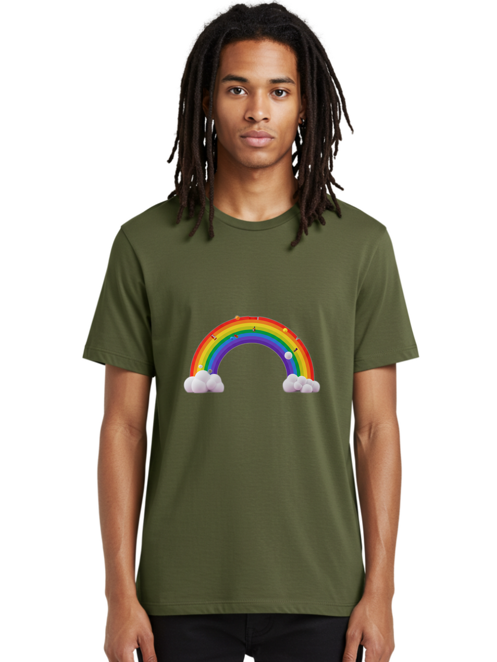 Rainbow-With-Clouds Men'S Graphic Tee, 100% Cotton, Comfortable Casual Summer Wear, Machine Washable, Vintage Camera, Old Camera, Antique Camera, Black Camera, Classic Photography, Photography Equipment, Nostalgic Device, Film Camera, Bai298