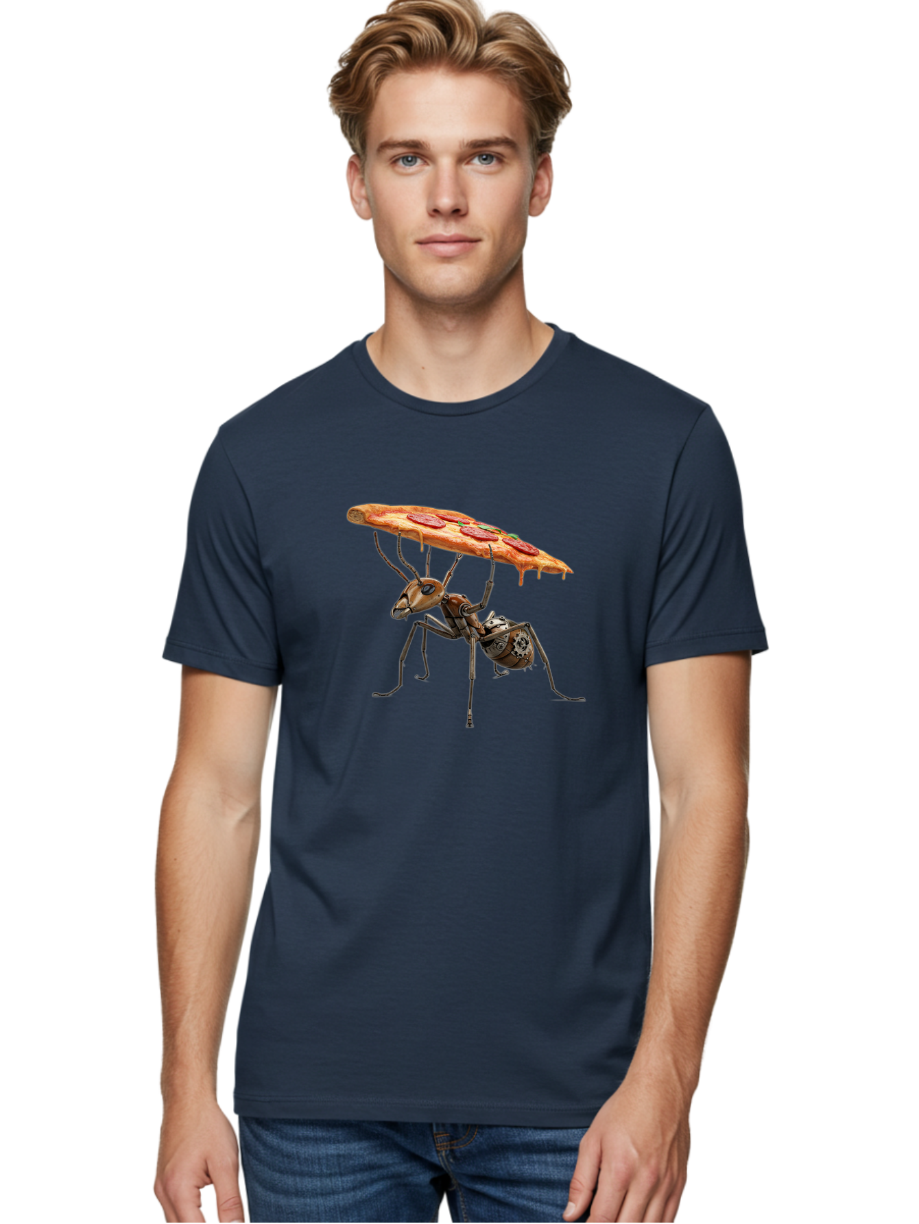 Robot-Ant-Pizza-Carrier Men'S Graphic Tee, 100% Cotton, Comfortable Casual Summer Wear, Machine Washable, Vintage Camera, Old Camera, Antique Camera, Black Camera, Classic Photography, Photography Equipment, Nostalgic Device, Film Camera, Bai303