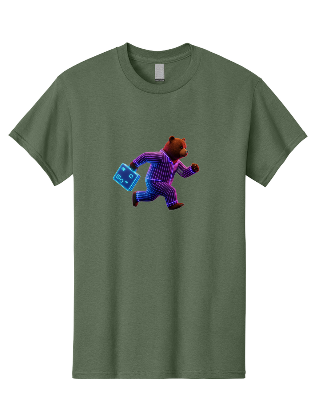 Running-Bear-1 Men'S Graphic Tee, 100% Cotton, Comfortable Casual Summer Wear, Machine Washable, Vintage Camera, Old Camera, Antique Camera, Black Camera, Classic Photography, Photography Equipment, Nostalgic Device, Film Camera, Camera Art Bai305