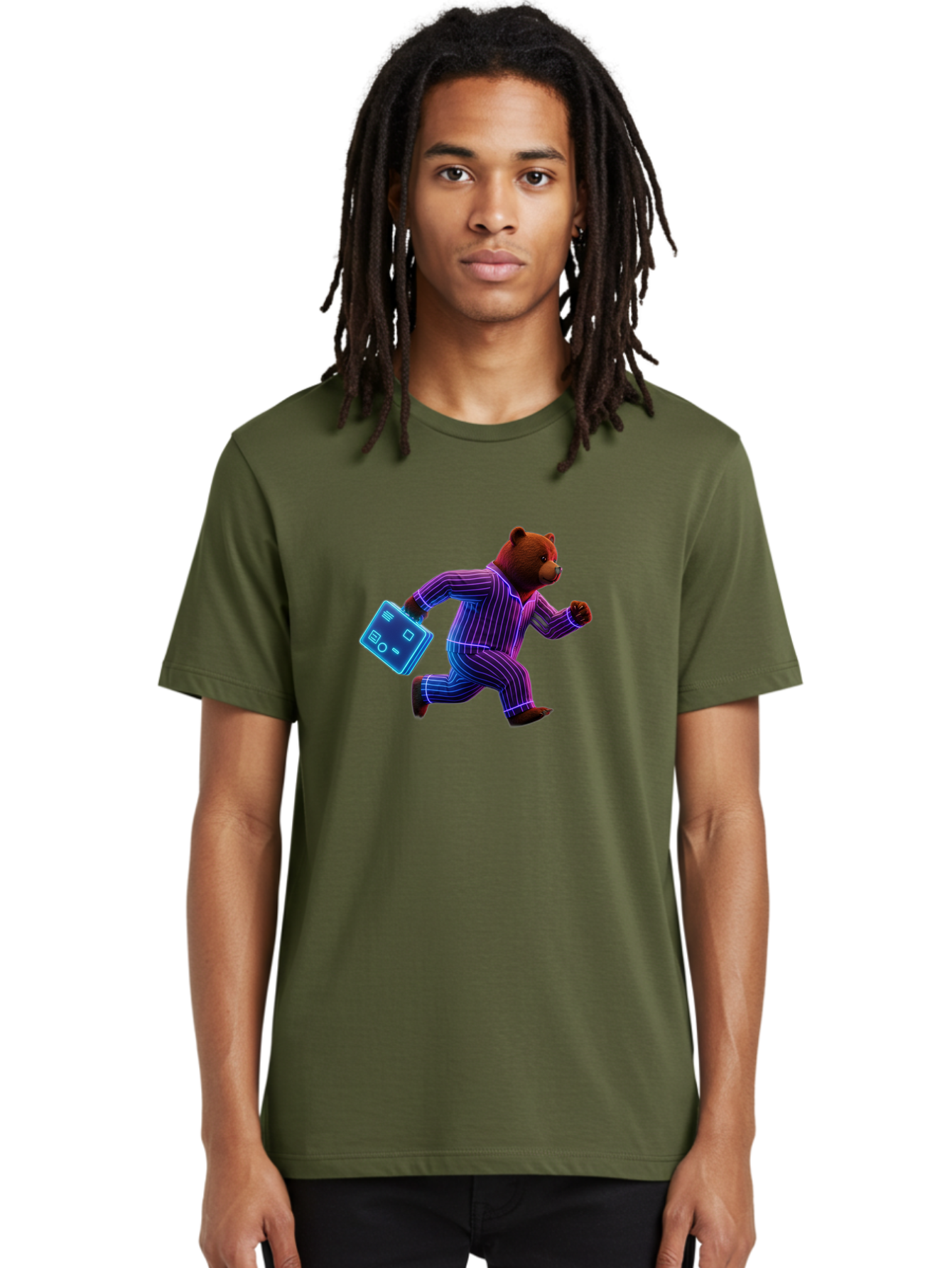 Running-Bear-1 Men'S Graphic Tee, 100% Cotton, Comfortable Casual Summer Wear, Machine Washable, Vintage Camera, Old Camera, Antique Camera, Black Camera, Classic Photography, Photography Equipment, Nostalgic Device, Film Camera, Camera Art Bai305
