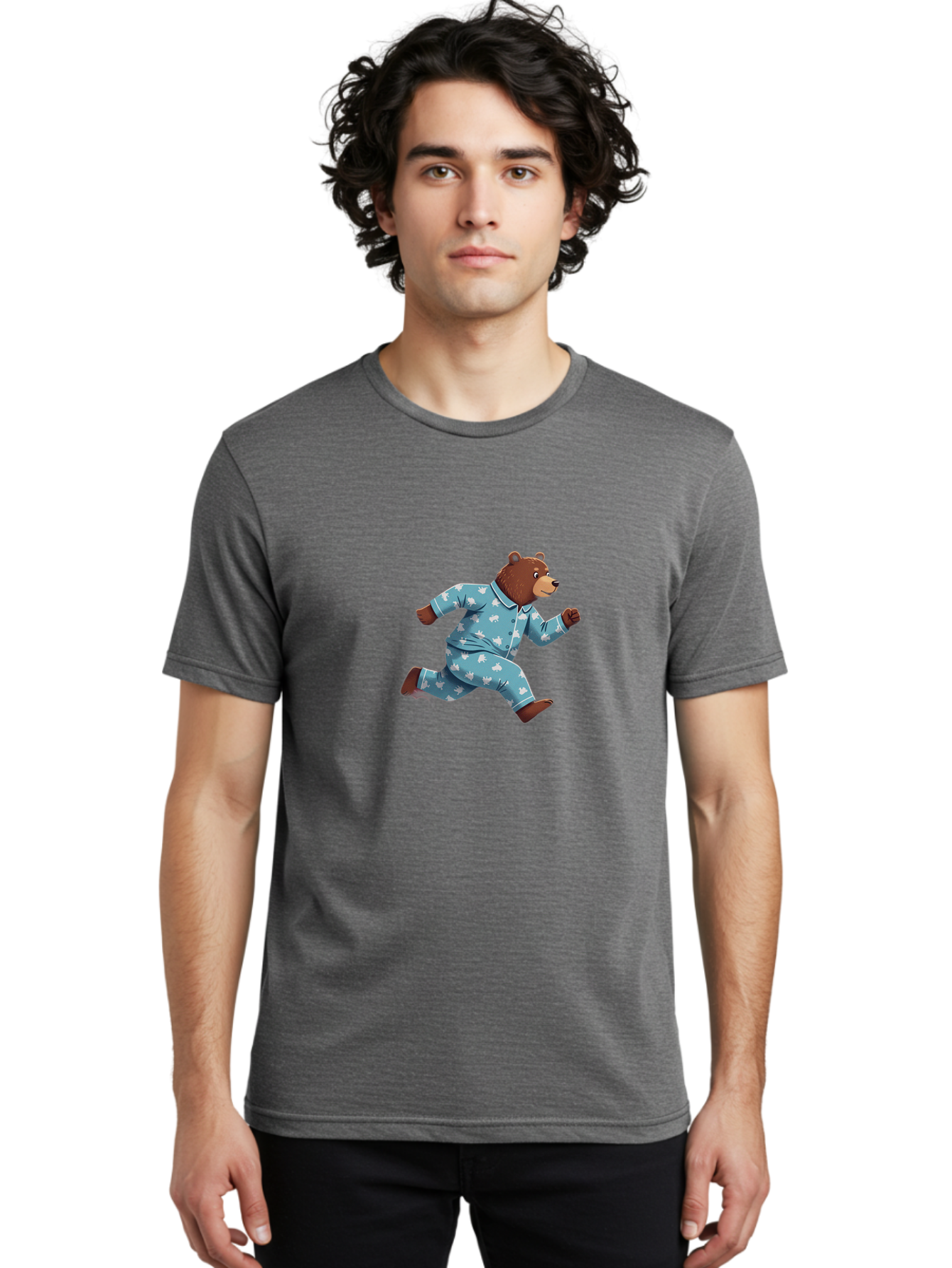 Running-Bear-2 Men'S Graphic Tee, 100% Cotton, Comfortable Casual Summer Wear, Machine Washable, Vintage Camera, Old Camera, Antique Camera, Black Camera, Classic Photography, Photography Equipment, Nostalgic Device, Film Camera, Camera Art Bai306