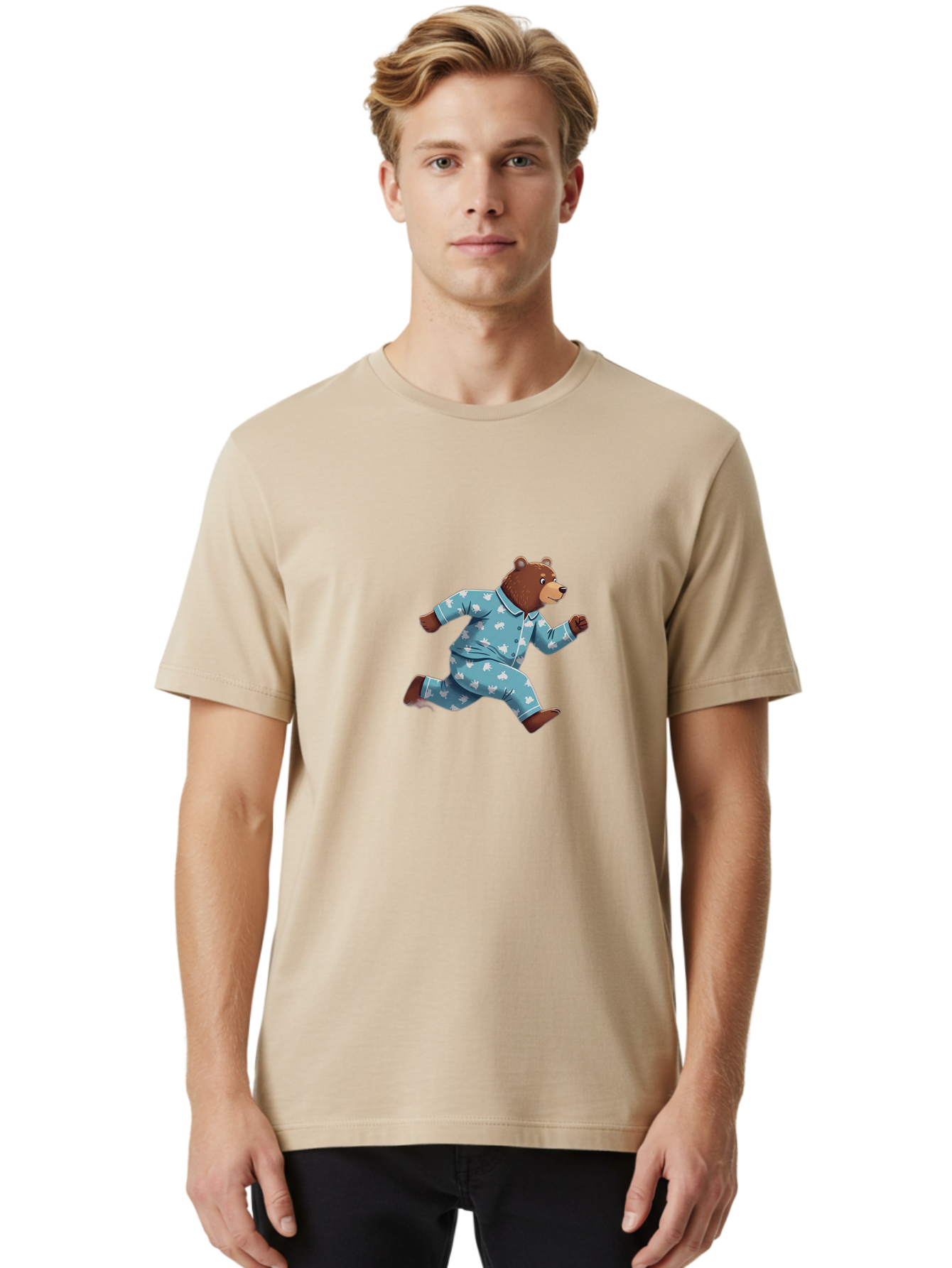 Running-Bear-2 Men'S Graphic Tee, 100% Cotton, Comfortable Casual Summer Wear, Machine Washable, Vintage Camera, Old Camera, Antique Camera, Black Camera, Classic Photography, Photography Equipment, Nostalgic Device, Film Camera, Camera Art Bai306