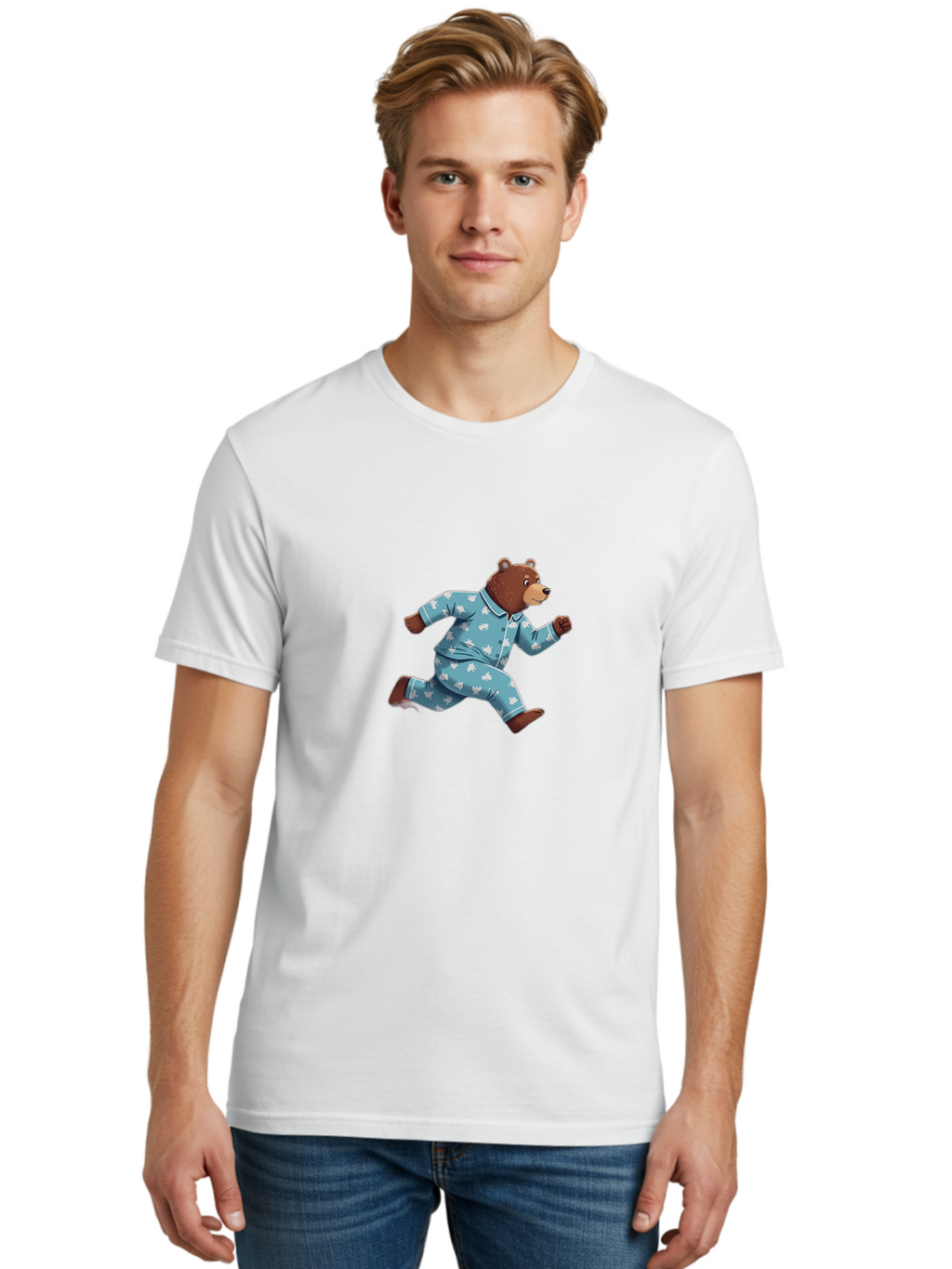 Running-Bear-2 Men'S Graphic Tee, 100% Cotton, Comfortable Casual Summer Wear, Machine Washable, Vintage Camera, Old Camera, Antique Camera, Black Camera, Classic Photography, Photography Equipment, Nostalgic Device, Film Camera, Camera Art Bai306