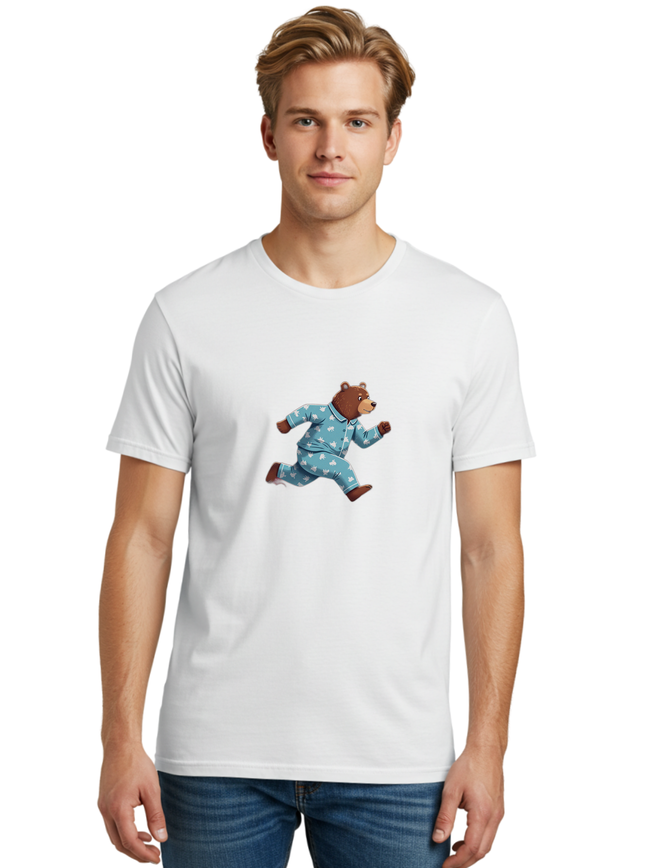Running-Bear-2 Men'S Graphic Tee, 100% Cotton, Comfortable Casual Summer Wear, Machine Washable, Vintage Camera, Old Camera, Antique Camera, Black Camera, Classic Photography, Photography Equipment, Nostalgic Device, Film Camera, Camera Art Bai306