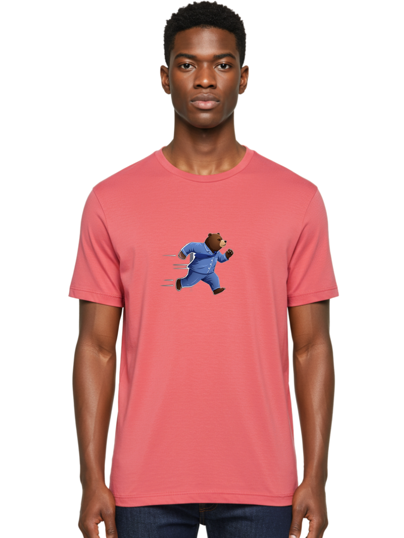 Running-Bear-3 Men'S Graphic Tee, 100% Cotton, Comfortable Casual Summer Wear, Machine Washable, Vintage Camera, Old Camera, Antique Camera, Black Camera, Classic Photography, Photography Equipment, Nostalgic Device, Film Camera, Camera Art Bai307