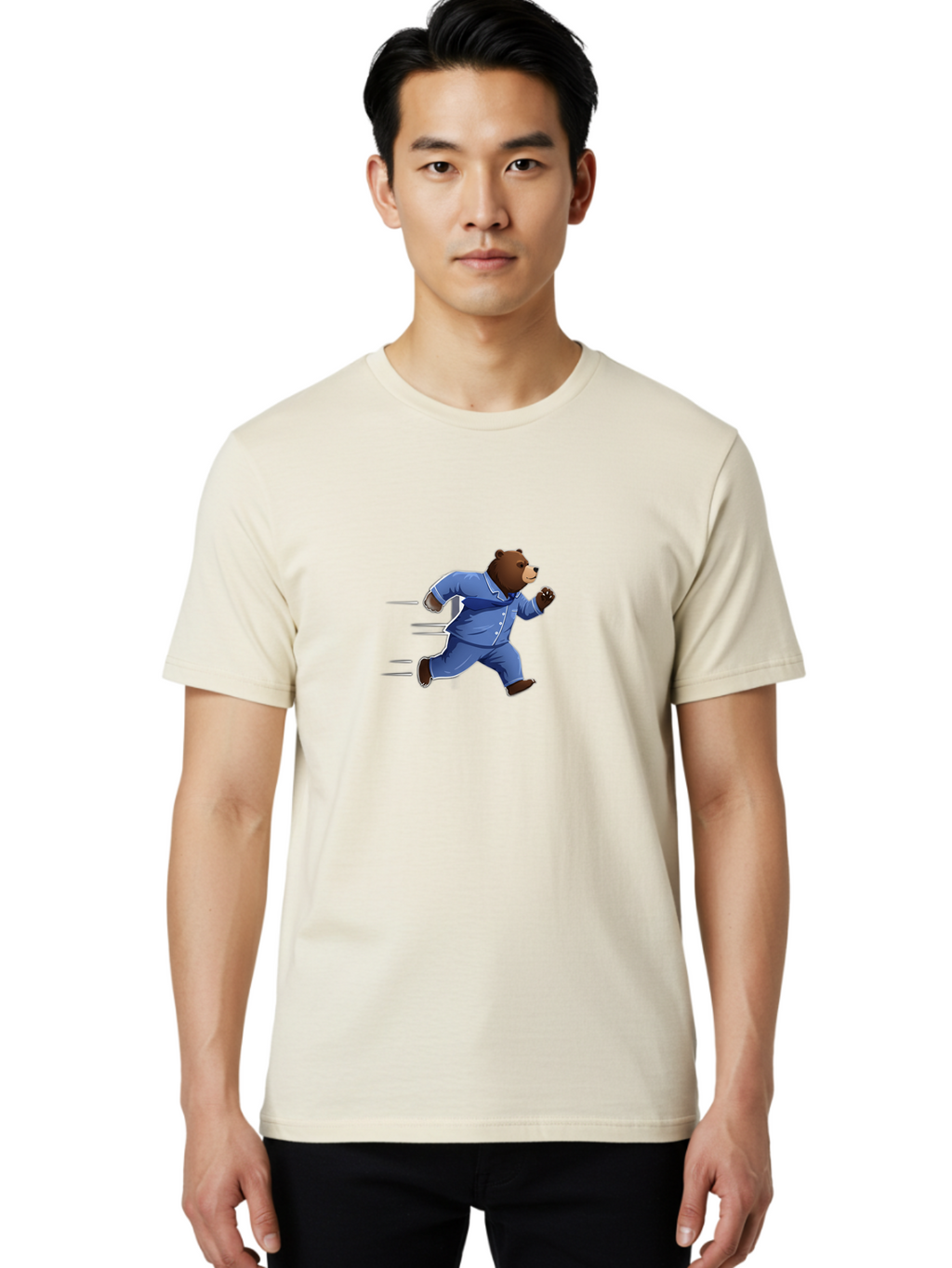 Running-Bear-3 Men'S Graphic Tee, 100% Cotton, Comfortable Casual Summer Wear, Machine Washable, Vintage Camera, Old Camera, Antique Camera, Black Camera, Classic Photography, Photography Equipment, Nostalgic Device, Film Camera, Camera Art Bai307