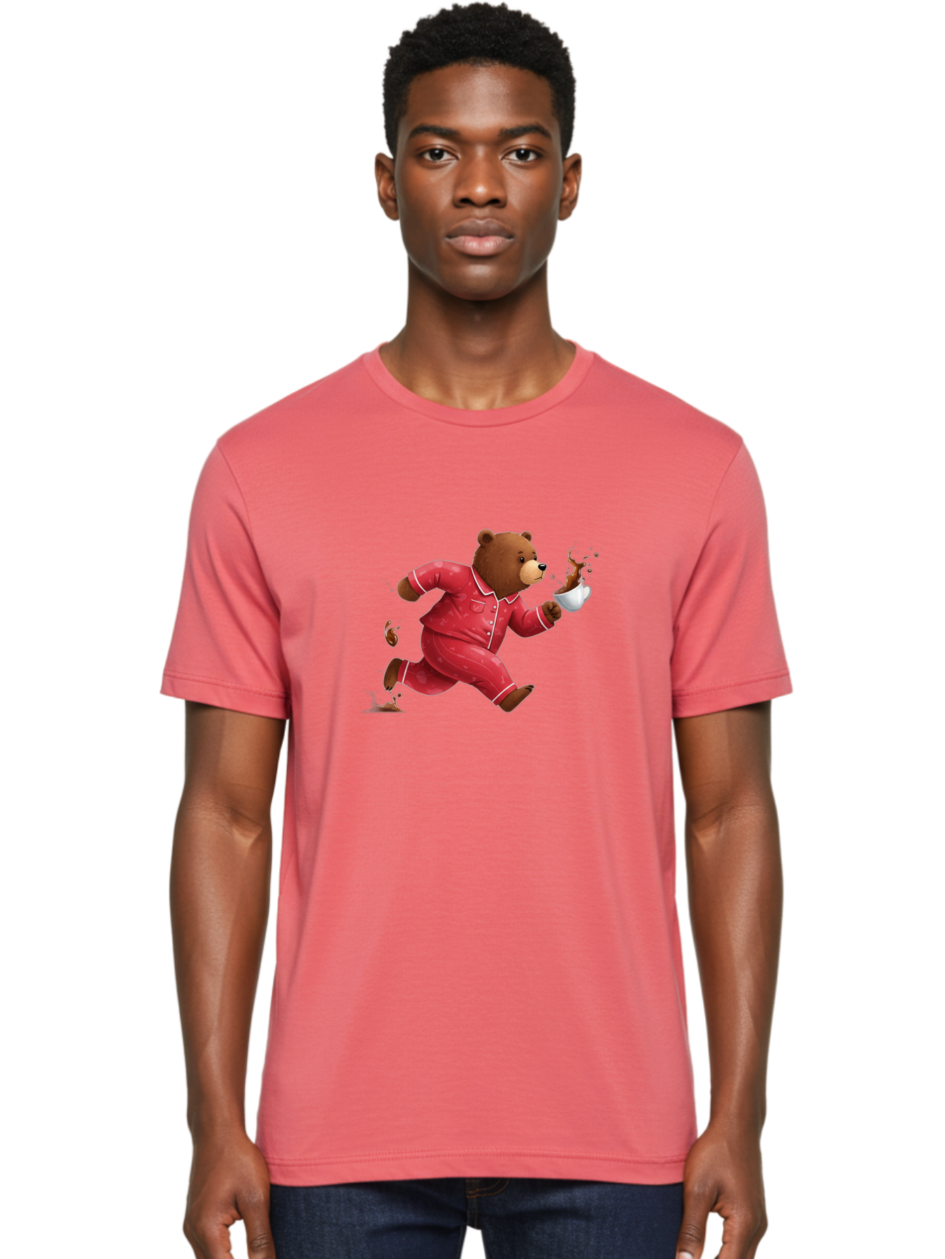 Running-Bear-With-Coffee Men'S Graphic Tee, 100% Cotton, Comfortable Casual Summer Wear, Machine Washable, Vintage Camera, Old Camera, Antique Camera, Black Camera, Classic Photography, Photography Equipment, Nostalgic Device, Film Camera, Bai309