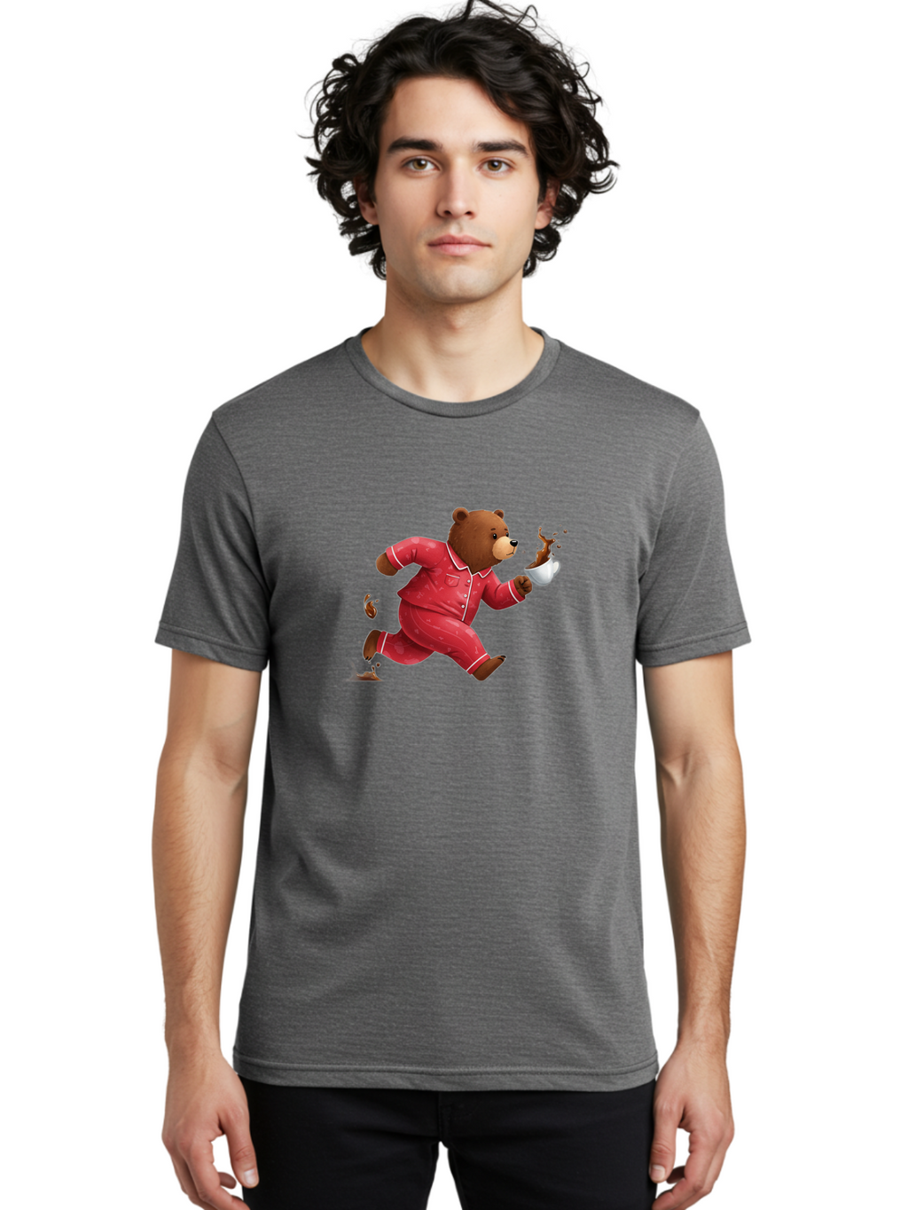 Running-Bear-With-Coffee Men'S Graphic Tee, 100% Cotton, Comfortable Casual Summer Wear, Machine Washable, Vintage Camera, Old Camera, Antique Camera, Black Camera, Classic Photography, Photography Equipment, Nostalgic Device, Film Camera, Bai309