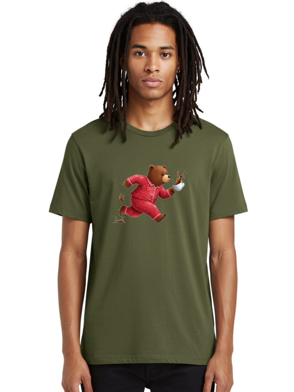 Running-Bear-With-Coffee Men'S Graphic Tee, 100% Cotton, Comfortable Casual Summer Wear, Machine Washable, Vintage Camera, Old Camera, Antique Camera, Black Camera, Classic Photography, Photography Equipment, Nostalgic Device, Film Camera, Bai309