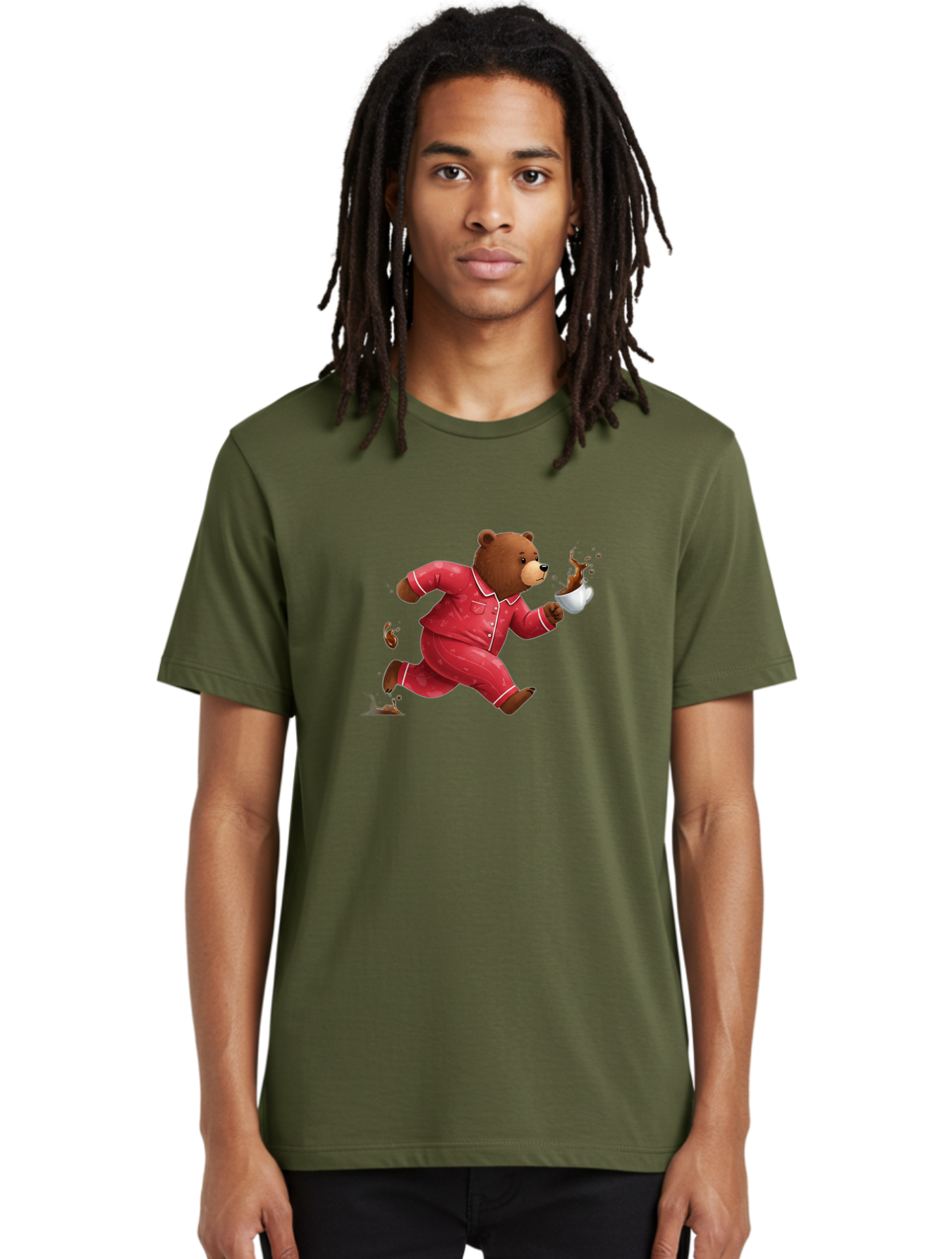 Running-Bear-With-Coffee Men'S Graphic Tee, 100% Cotton, Comfortable Casual Summer Wear, Machine Washable, Vintage Camera, Old Camera, Antique Camera, Black Camera, Classic Photography, Photography Equipment, Nostalgic Device, Film Camera, Bai309