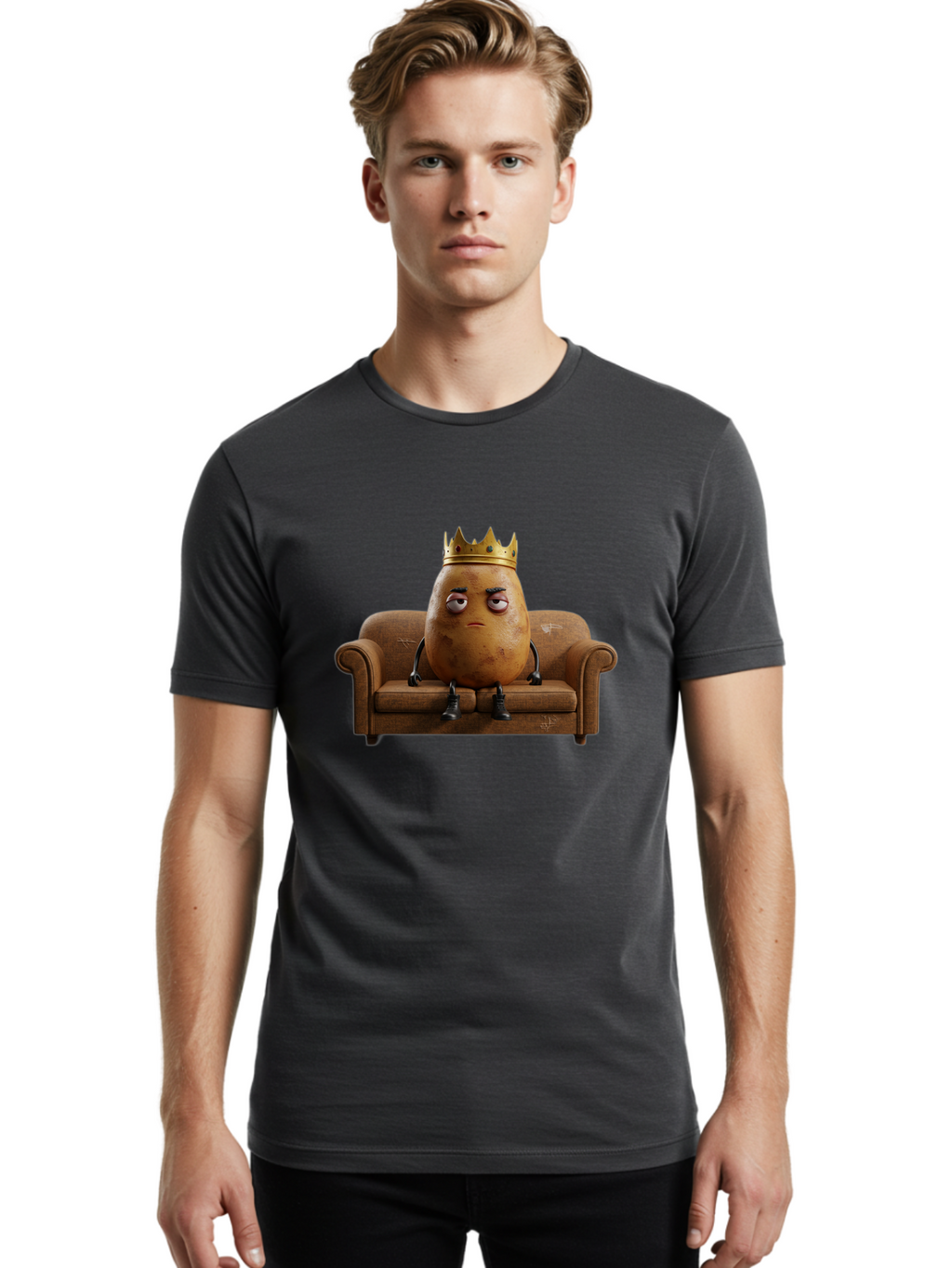 Sad-Potato-King-1 Men'S Graphic Tee, 100% Cotton, Comfortable Casual Summer Wear, Machine Washable, Vintage Camera, Old Camera, Antique Camera, Black Camera, Classic Photography, Photography Equipment, Nostalgic Device, Film Camera, Camera Art Bai338